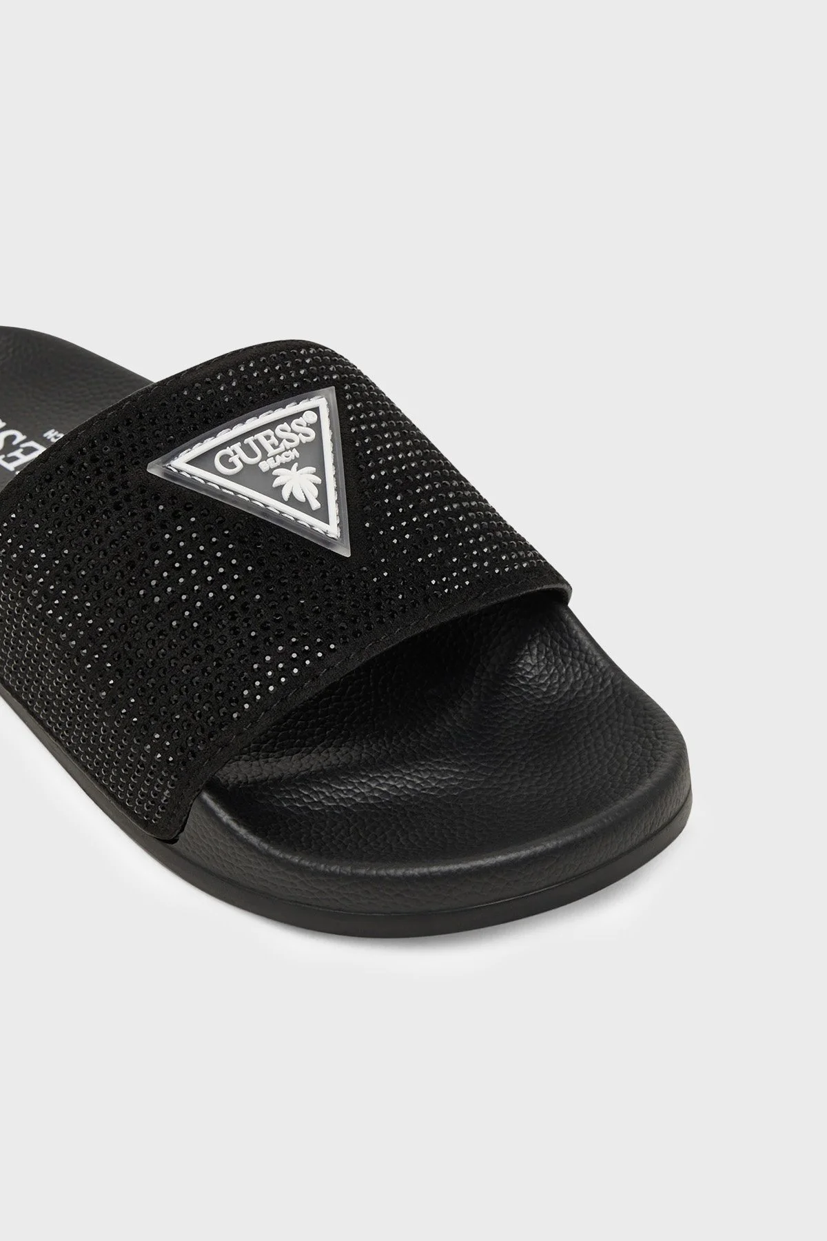 Guess Beach Taşlı Üçgen Logolu E6GZ16BB00F Kadın Terlik E6GZ16 BB00F JBLK SİYAH - 5