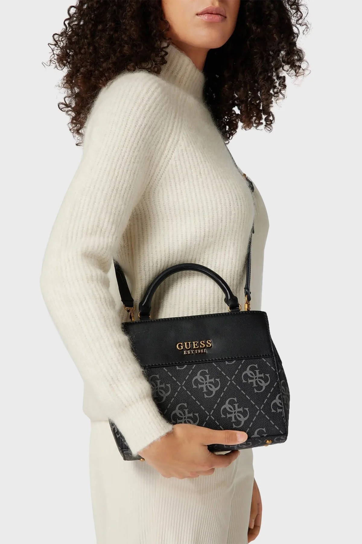 Guess Berta Logolu Çıkarılabilir Omuz Askılı Bayan Çanta HWSB8688050 CLO ANTRASİT - 2