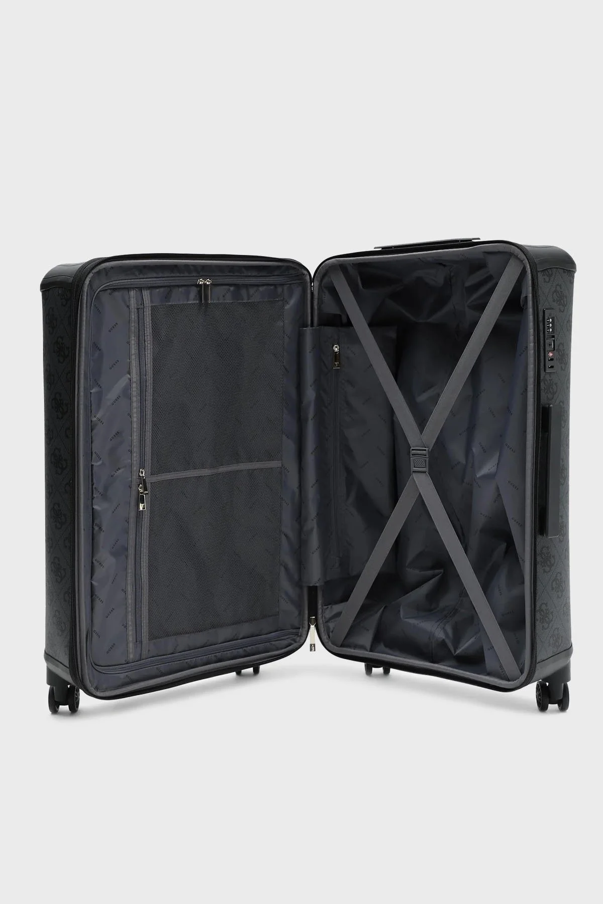 Guess Berta Logolu Fermuarlı Şifre Kilitli Büyük Boy TWB86889880 Bayan Valiz TWB86889880 CLO ANTRASİT - 4