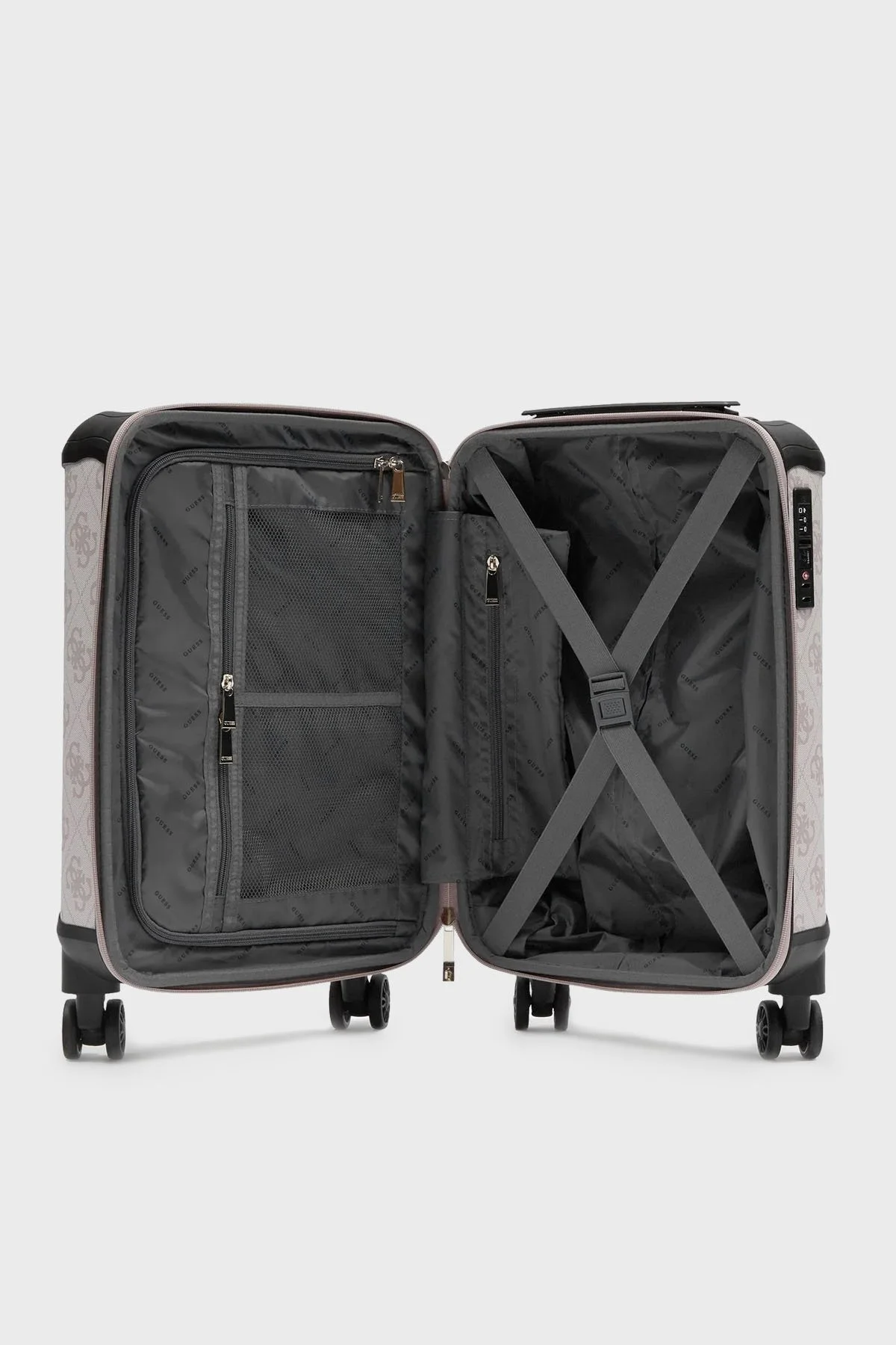 Guess Berta Logolu Fermuarlı Şifre Kilitli Küçük Boy TWB86889830 Bayan Valiz TWB86889830 DVL BEJ - 5