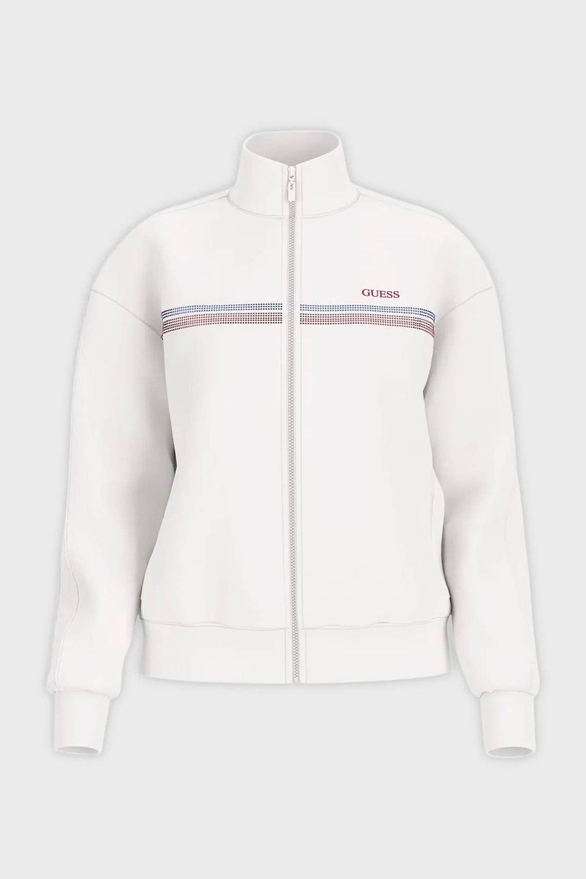 Guess Berthe Taş Detaylı Modal Karışımlı Regular Fit Fermuarlı V6RQ01KCAY2 Bayan Sweat V6RQ01 KCAY2 G018 BEYAZ - 1