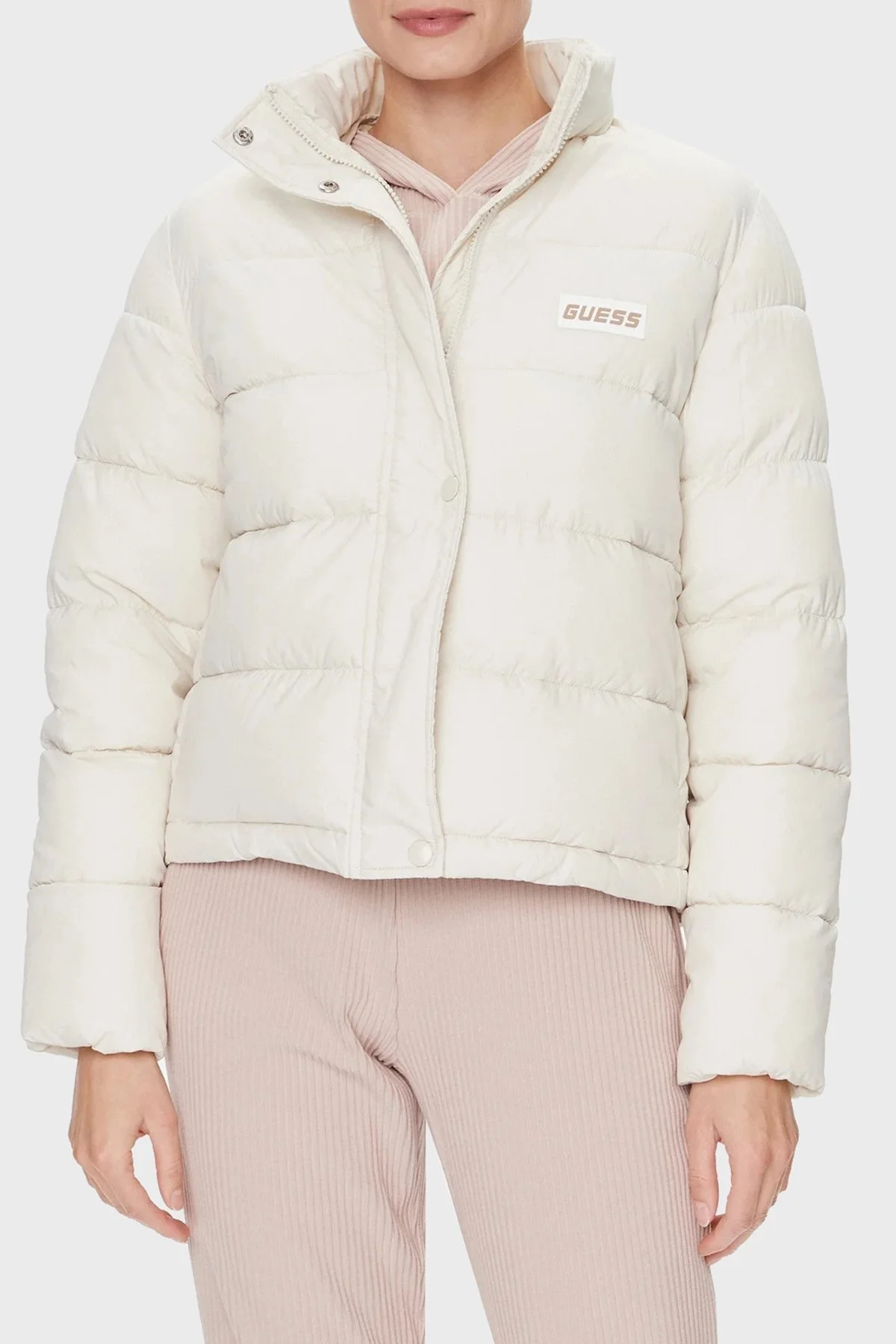 Guess Bertina Regular Fit Şişme V4RL00WFYE2 Bayan Mont V4RL00 WFYE2 G015 EKRU - 1