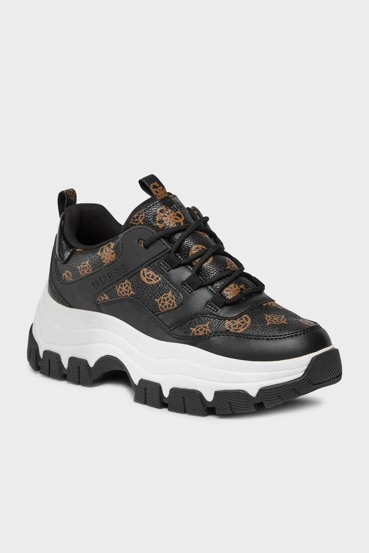 Guess Bisun Kalın Tabanlı Sneaker Bayan Ayakkabı FL8BIUFAL12 BROCR Siyah-Beyaz-Kahve - 2