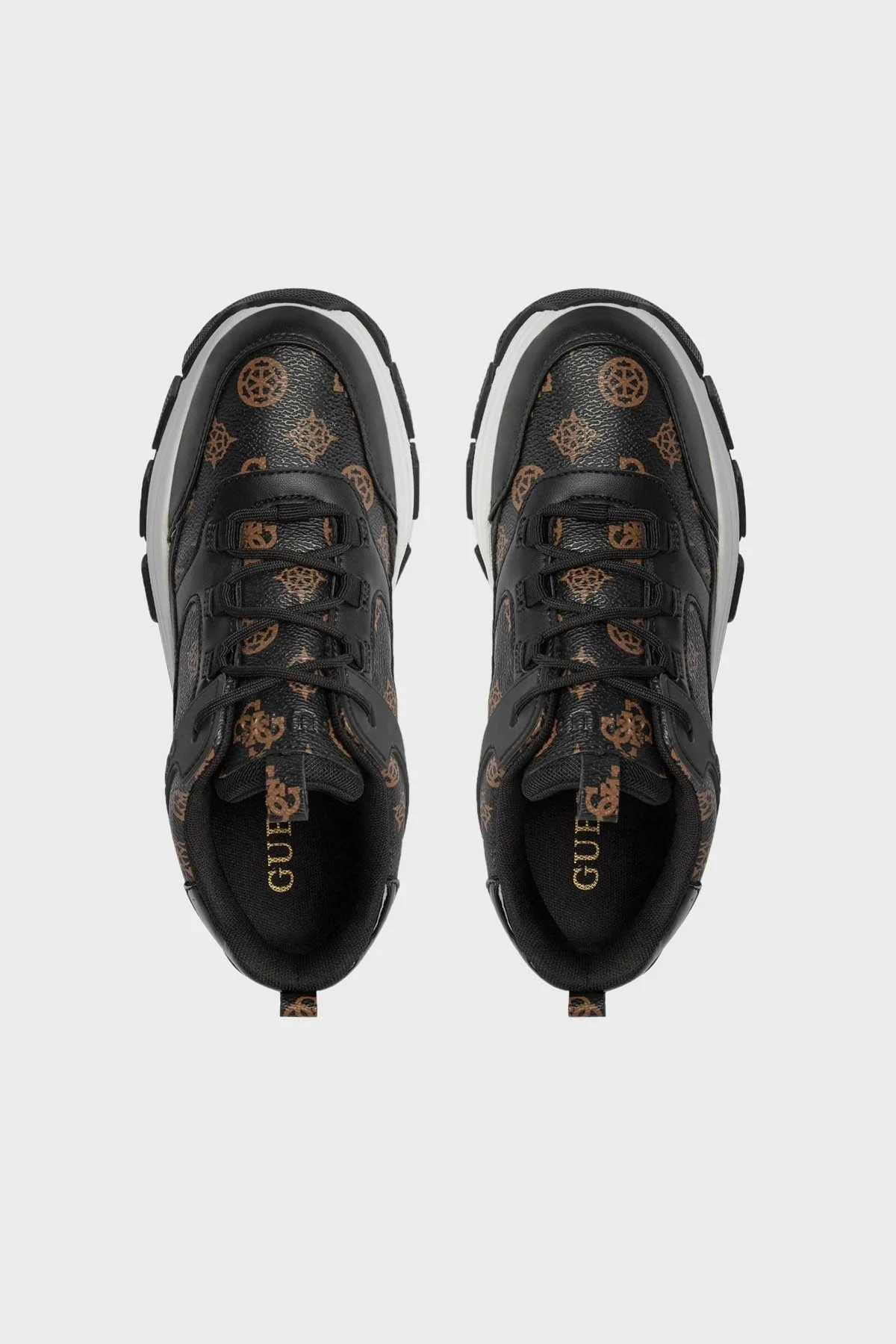 Guess Bisun Kalın Tabanlı Sneaker Bayan Ayakkabı FL8BIUFAL12 BROCR Siyah-Beyaz-Kahve - 6