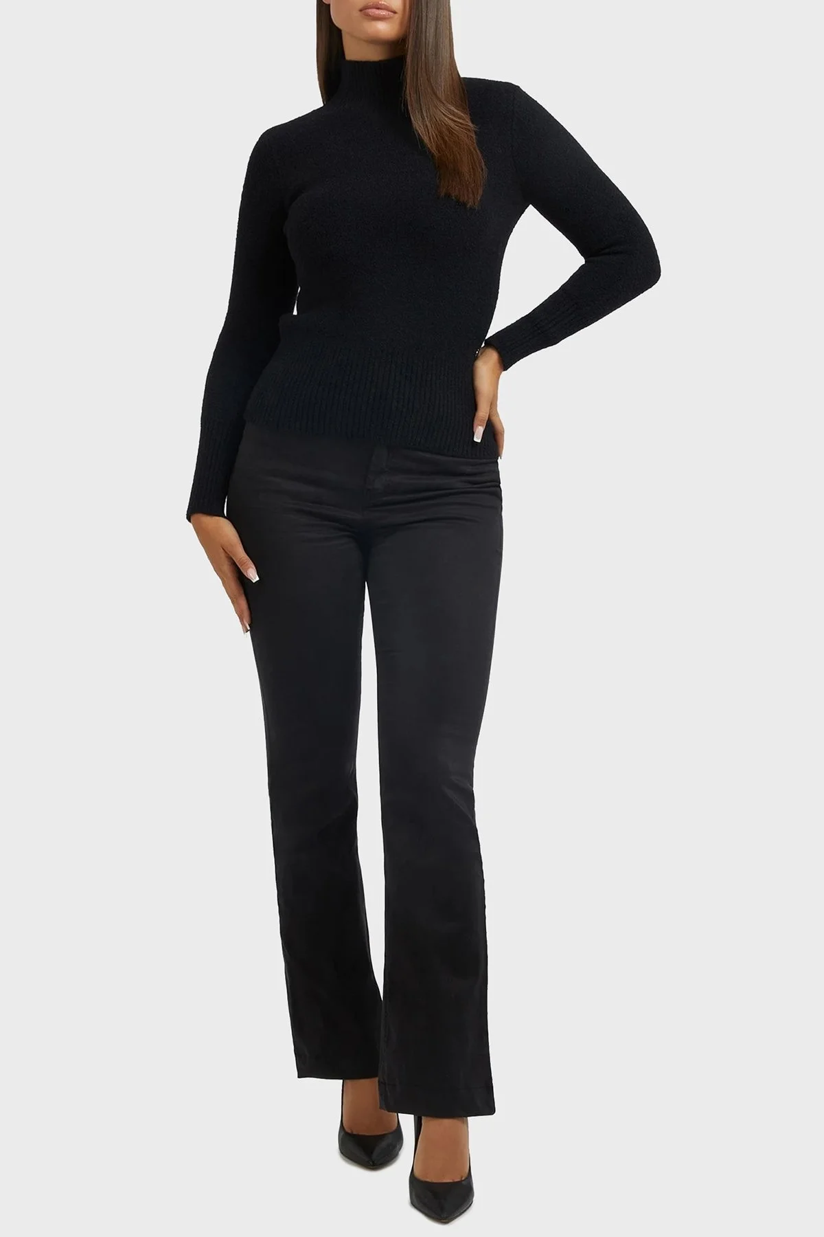 Guess Boğazlı Yaka Slim Fit Marion Bayan Kazak W2RR17Z2YA0 JBLK SİYAH - 2