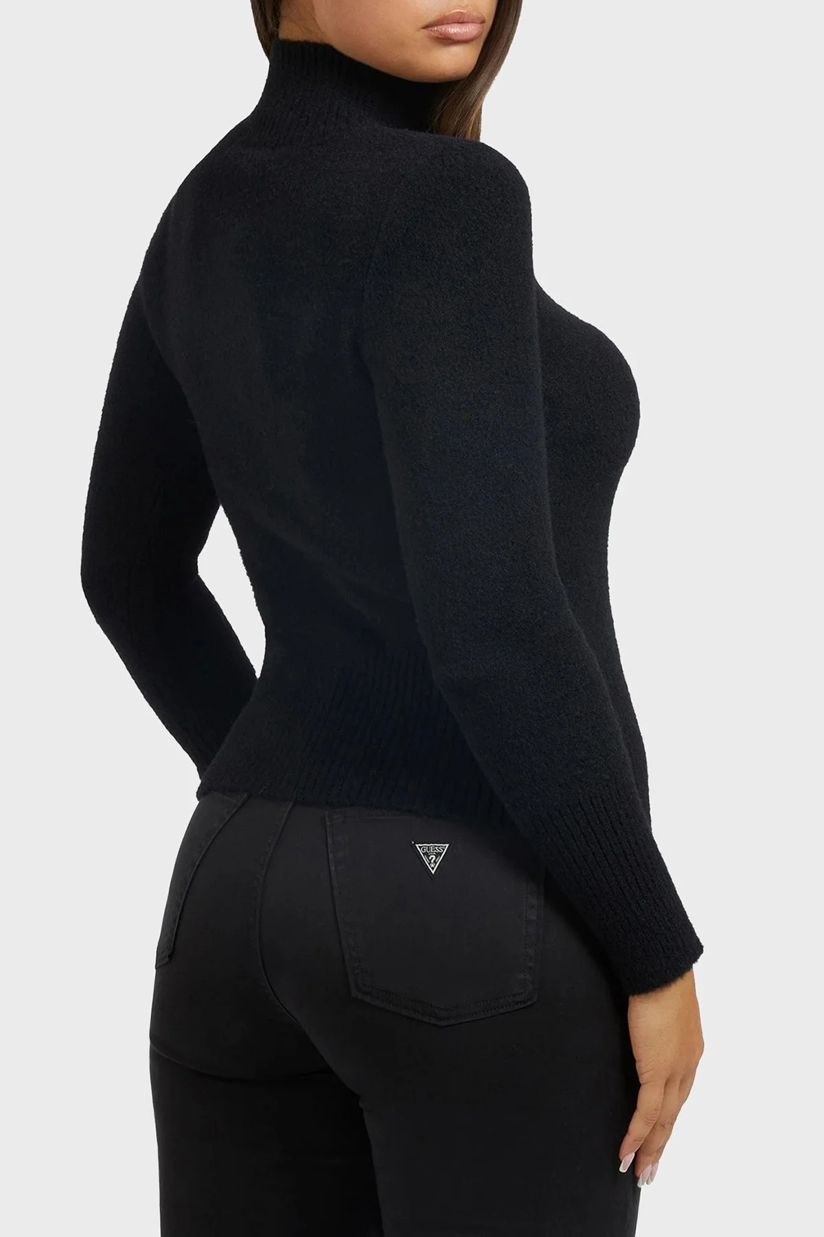 Guess Boğazlı Yaka Slim Fit Marion Bayan Kazak W2RR17Z2YA0 JBLK SİYAH - 3