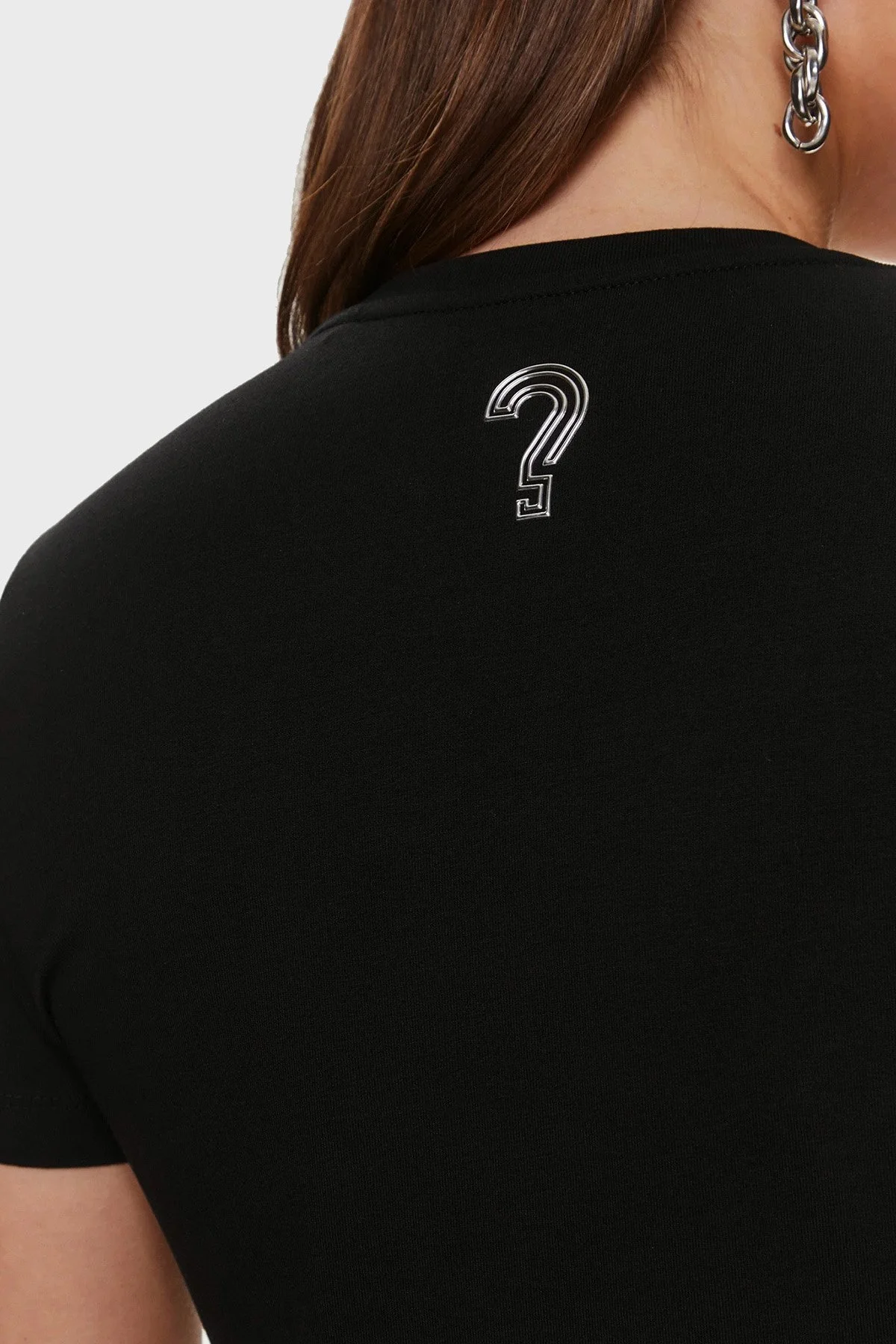 Guess Bold Logo Pamuklu Slim Fit Bisiklet Yaka W4RI29J1314JBLK Bayan T Shirt W4RI29J1314 JBLK SİYAH - 6