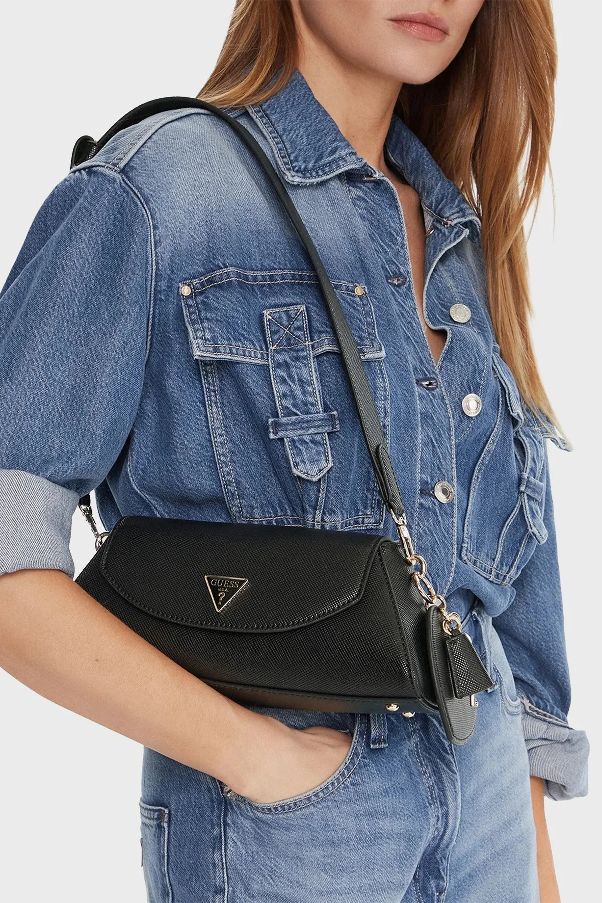 Guess Bolena Logolu Ayarlanabilir Askılı Mini HWZG9207190 Bayan Çanta HWZG92 07190 BLA SİYAH - 2