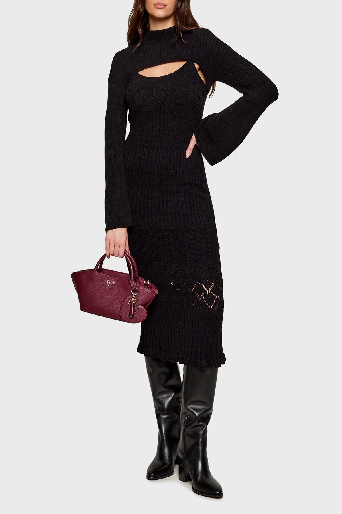 Guess Bolena Logolu Çıkarılabilir Askılı HWZG9207760 Bayan Çanta HWZG92 07760 WIN BORDO - 3