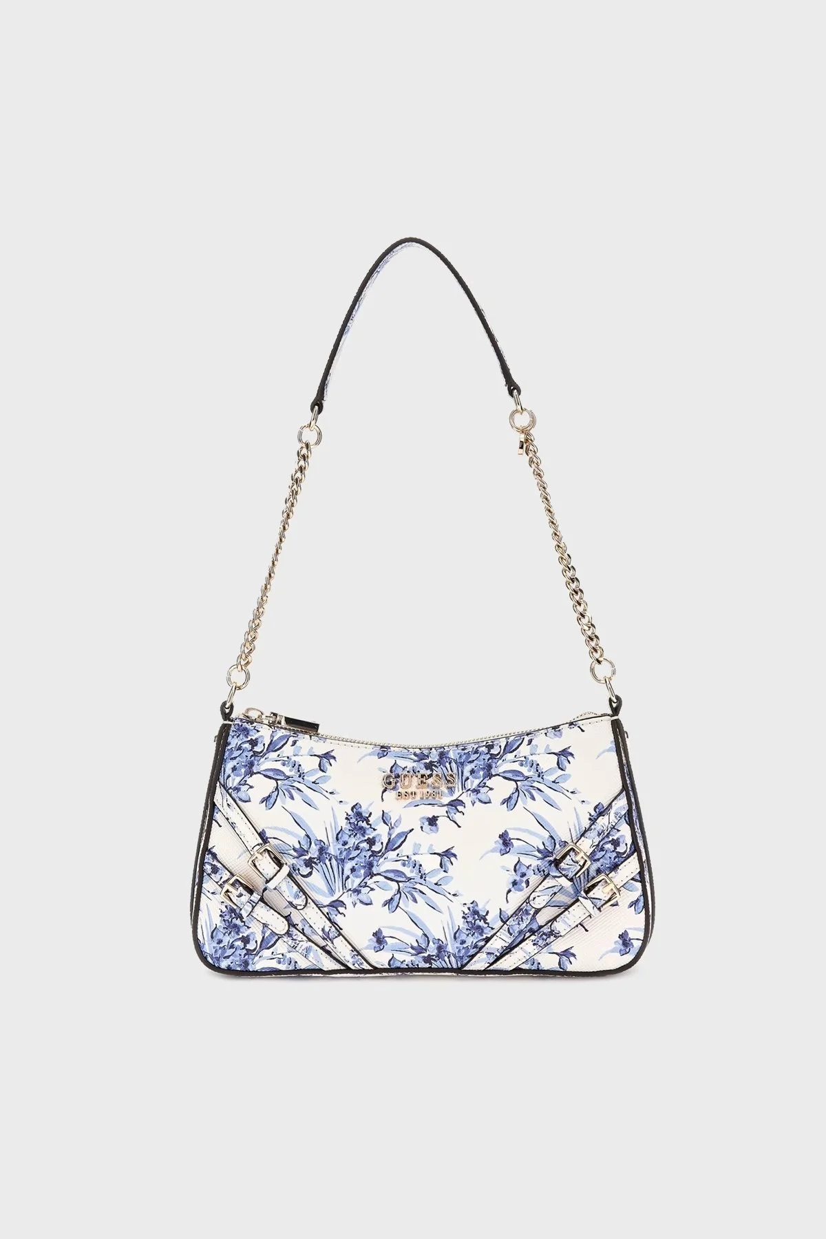 Guess Bramina Çiçek Baskılı Zincir Askılı HWFG963618 Bayan Çanta HWFG96 36180 FLT BEYAZ-MAVİ - 6