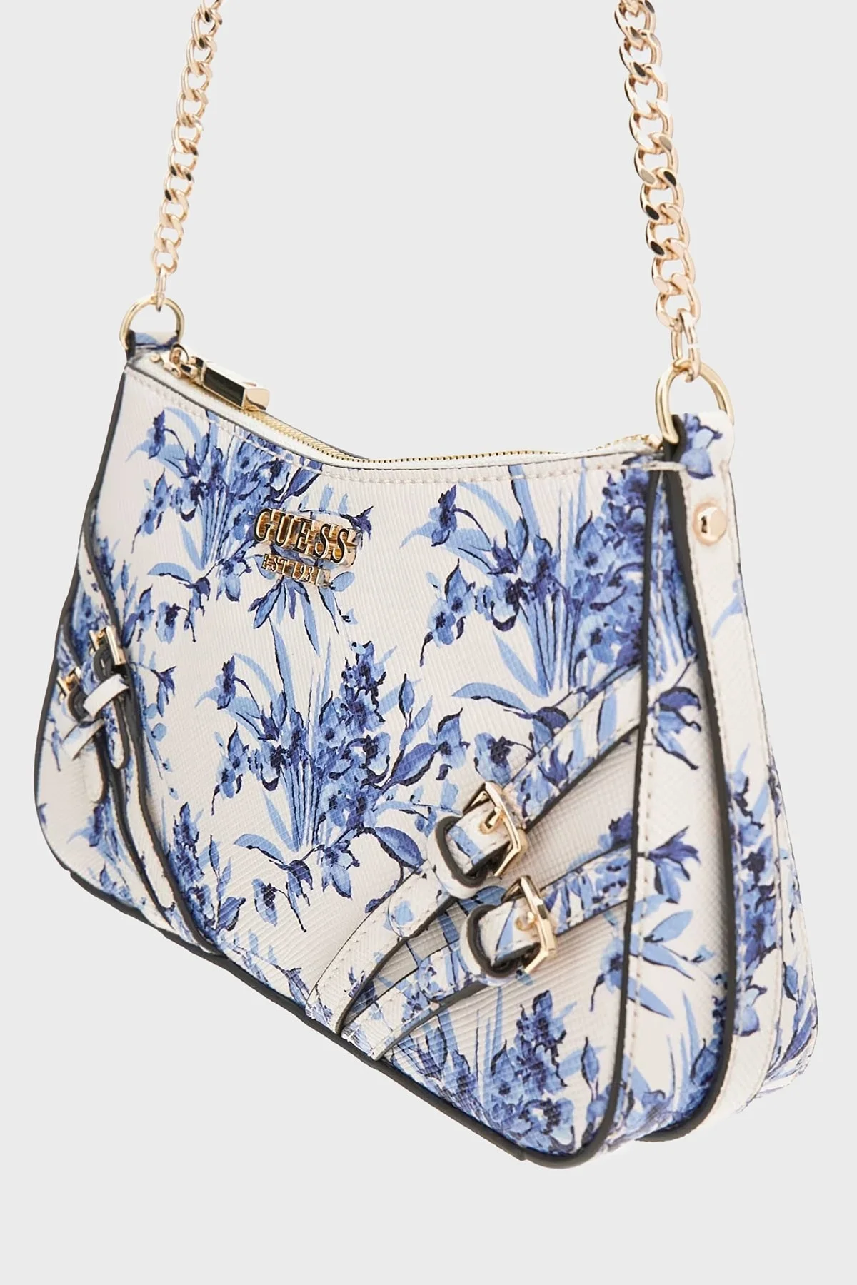 Guess Bramina Çiçek Baskılı Zincir Askılı HWFG963618 Bayan Çanta HWFG96 36180 FLT BEYAZ-MAVİ - 10