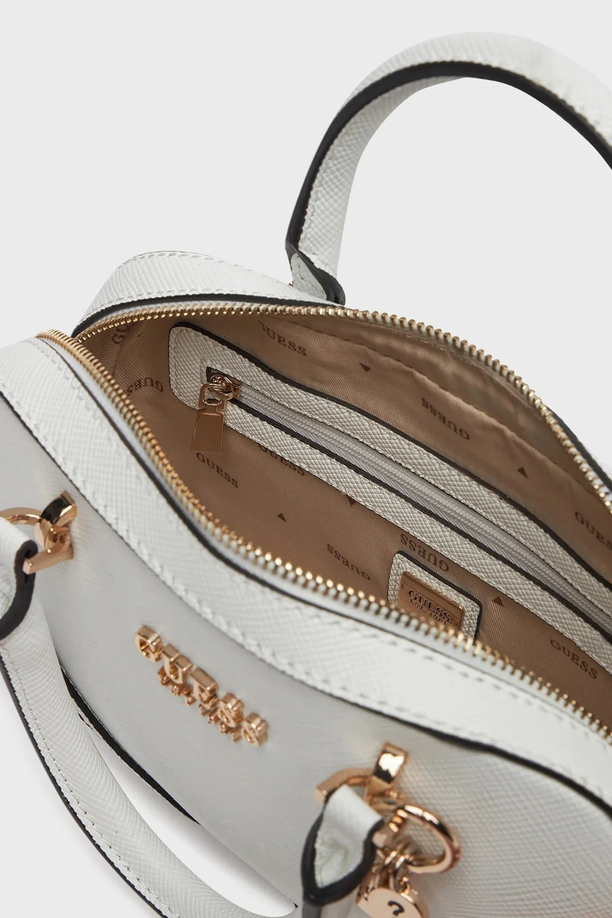 Guess Bramina Kemer Detaylı Çıkarılabilir Askılı HWZG9636050 Bayan Çanta HWZG96 36050 WHI BEYAZ - 8