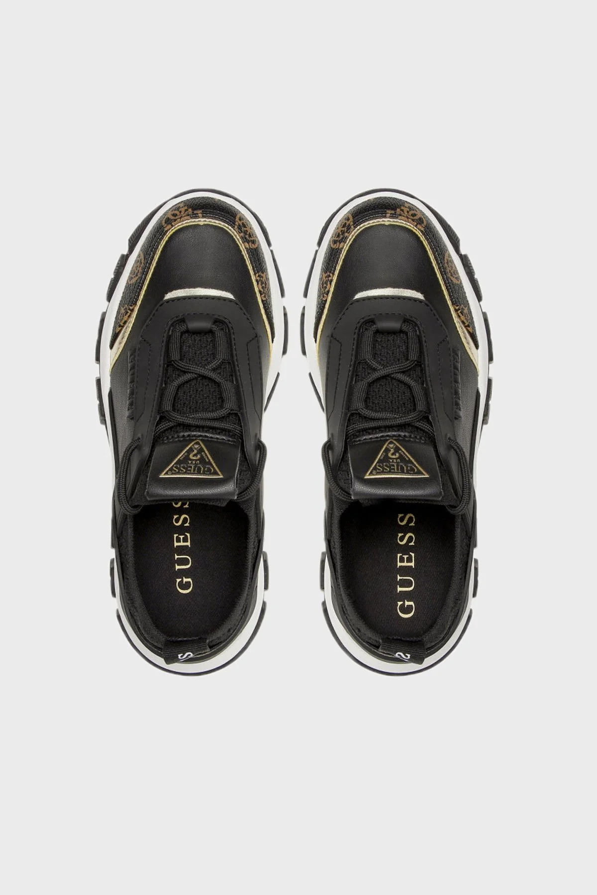 Guess Braydın Kalın Taban Sneaker Bayan Ayakkabı FL8BYD SMF12 BLKBR SİYAH-KAHVE - 11