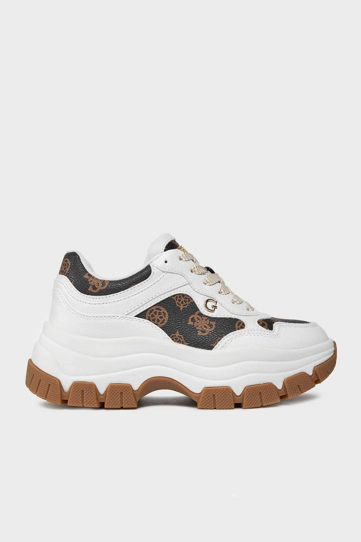 Guess Brecky3 Logolu Kalın Tabanlı Sneaker FLPBR3 FAL12 Bayan Ayakkabı FLPBR3FAL12 WHIBR BEYAZ-KAHVE - 1