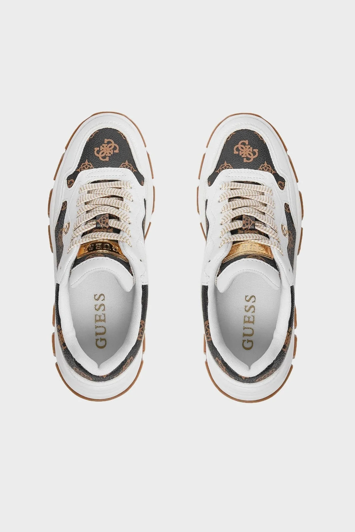 Guess Brecky3 Logolu Kalın Tabanlı Sneaker FLPBR3 FAL12 Bayan Ayakkabı FLPBR3FAL12 WHIBR BEYAZ-KAHVE - 5