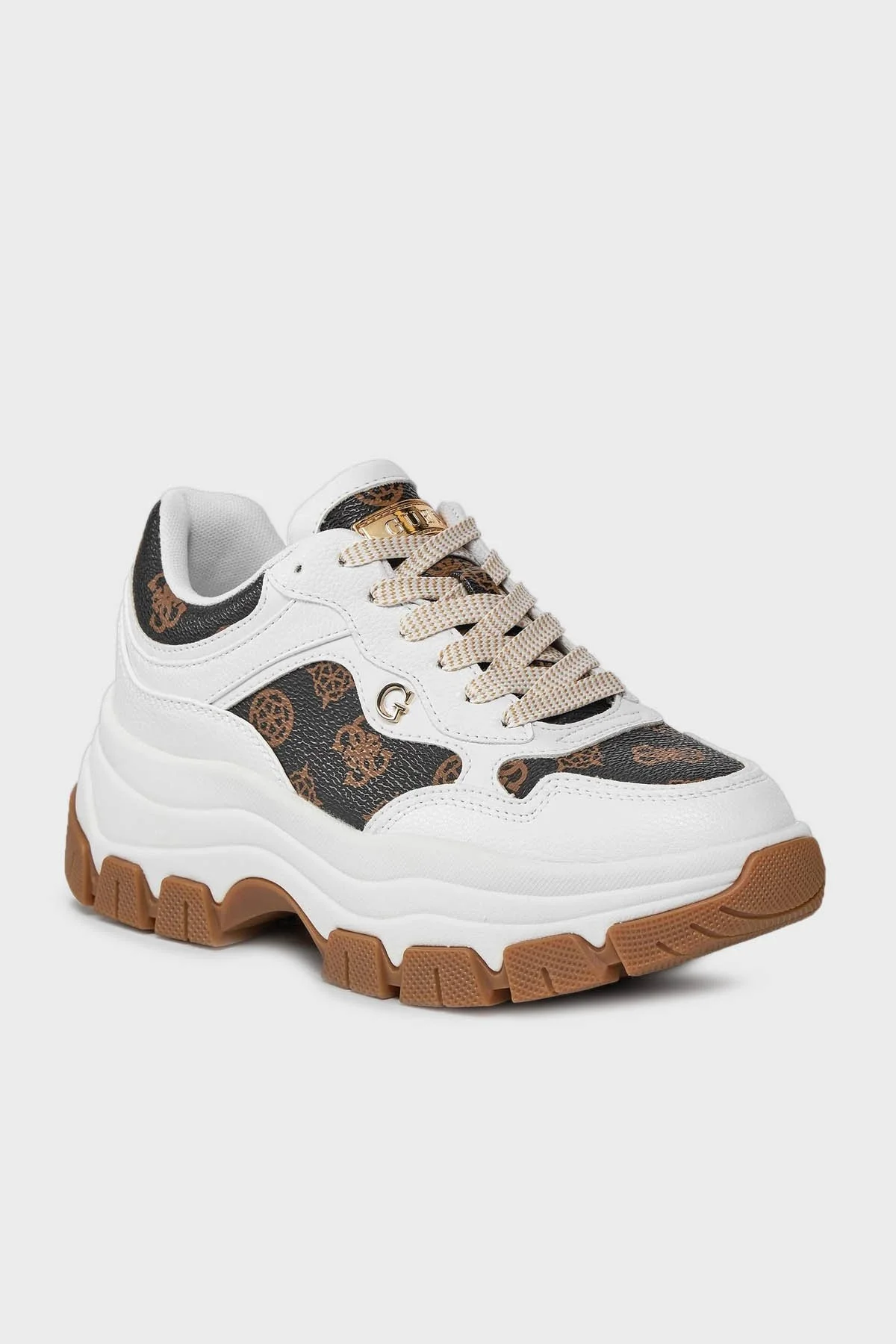 Guess Brecky3 Logolu Kalın Tabanlı Sneaker FLPBR3 FAL12 Bayan Ayakkabı FLPBR3FAL12 WHIBR BEYAZ-KAHVE - 6