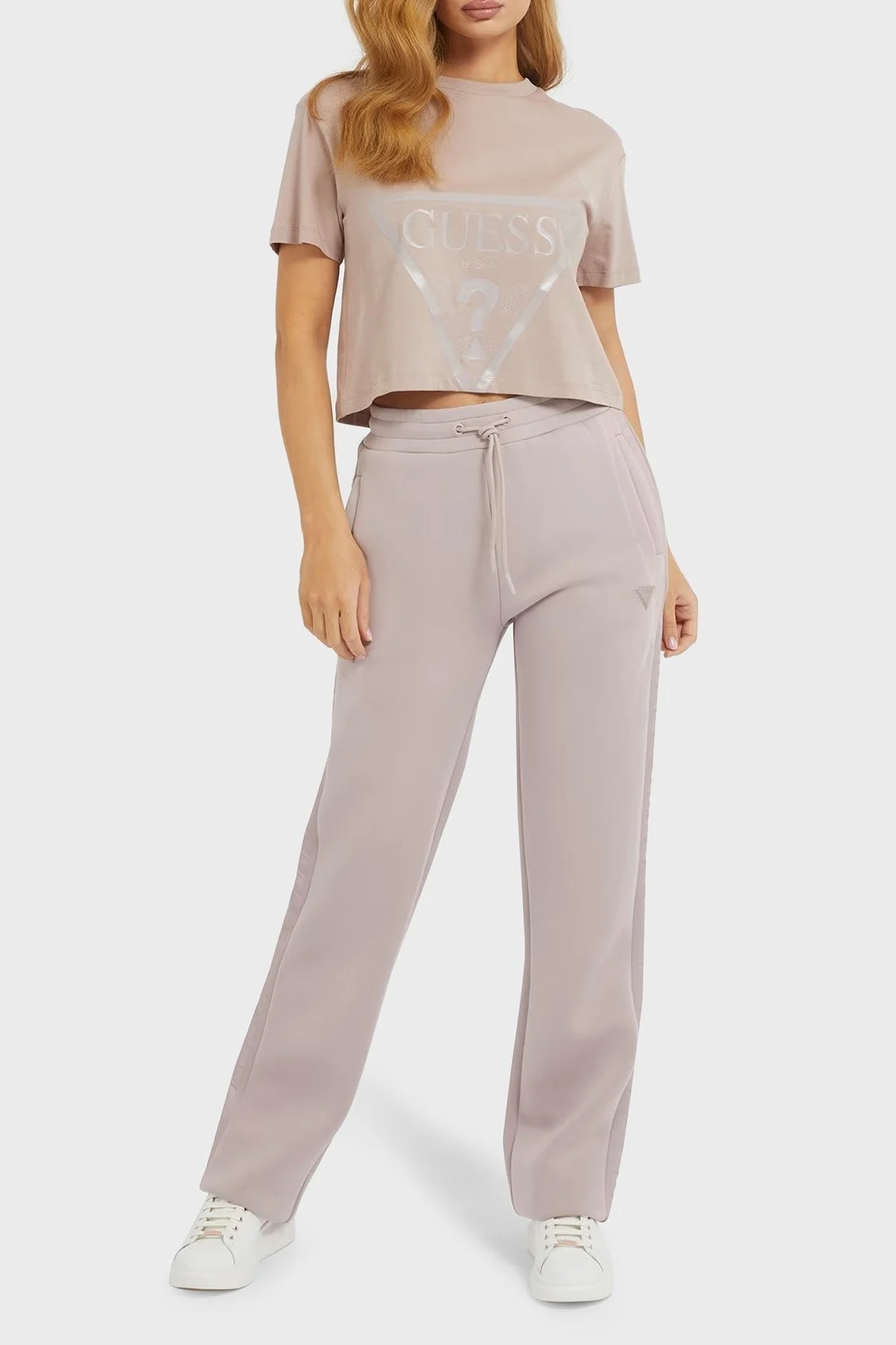 Guess Brenda Regular Fit Cepli Scuba Jogger Bayan Pantolon V3RB21K7UW2 G4Q9 VİZON - 4