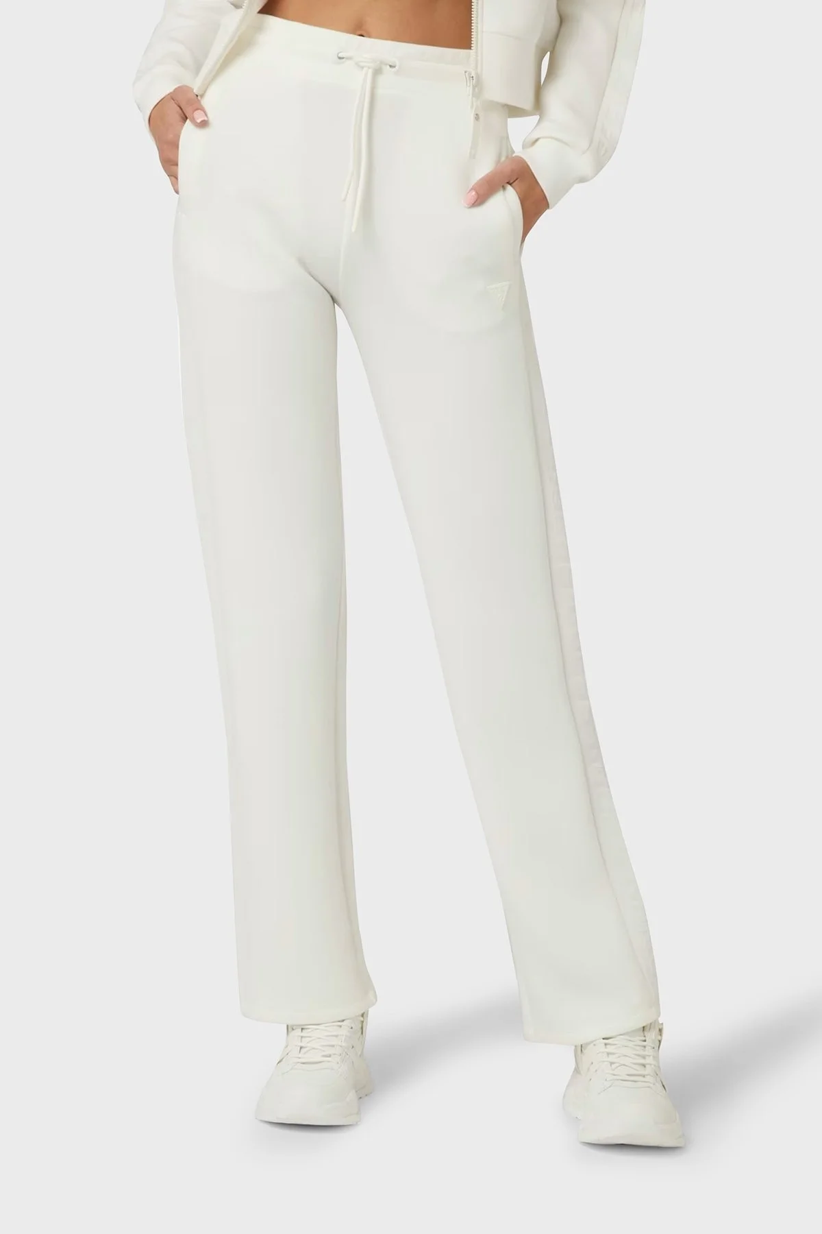 Guess Brenda Regular Fit Yüksek Bel Bol Paça Logolu V3RB21K7UW2 Bayan Pantolon V3RB21 K7UW2 G6K5 BEYAZ - 6