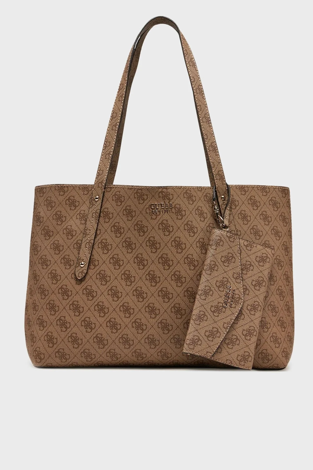 Guess Brenton 4G Logo Baskılı Sabit Çift Askılı Büyük HWLG9648230 Bayan Çanta HWLG96 48230 LTL KAHVE - 6