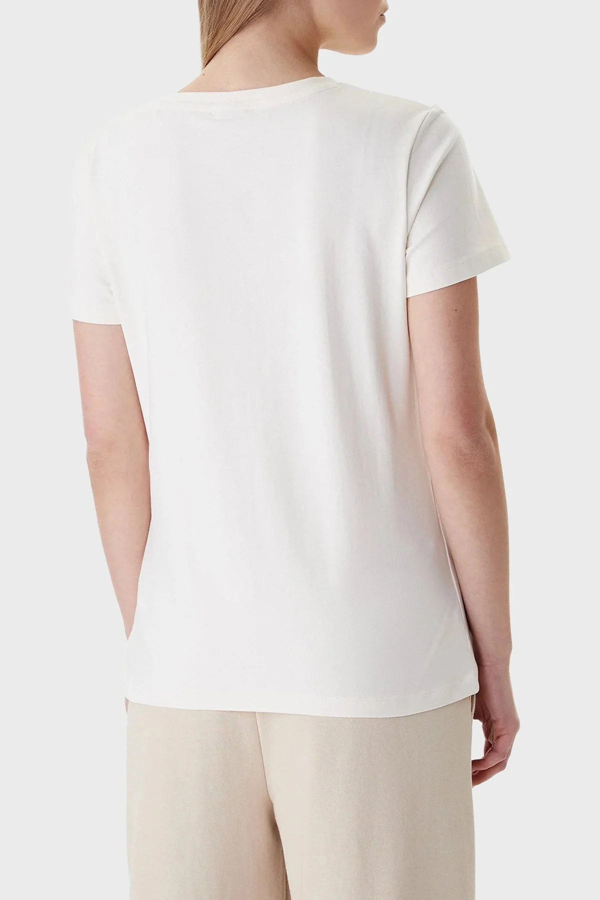 Guess Briana Pamuklu Regular Fit Taşlı Logolu Bisiklet Yaka V3BI11J1314 Bayan T Shirt V3BI11 J1314 G9L9 BEJ - 3