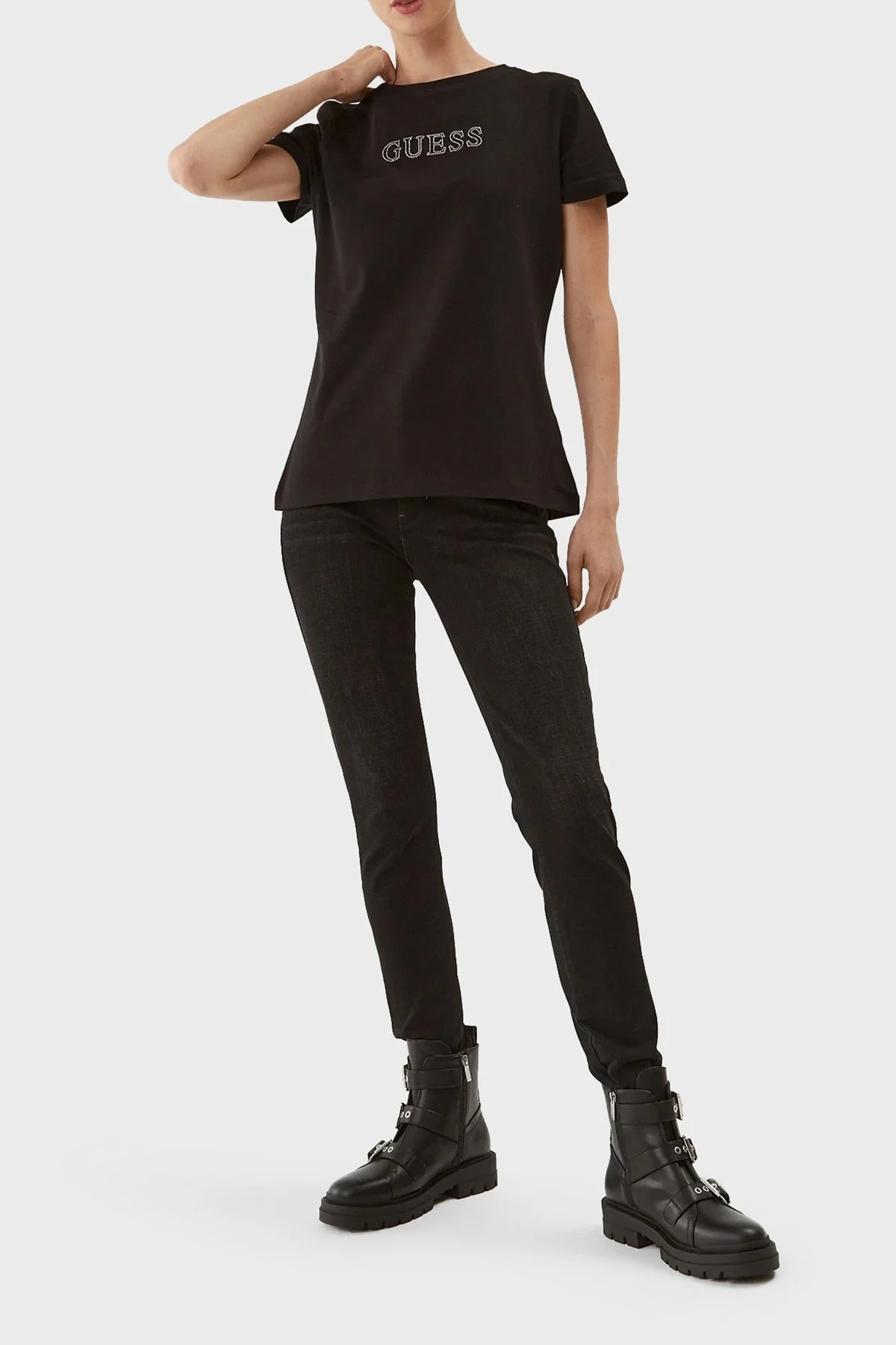 Guess Briana Pamuklu Regular Fit V3BI11J1314 Bayan T Shirt V3BI11 J1314 JBLK SİYAH - 2