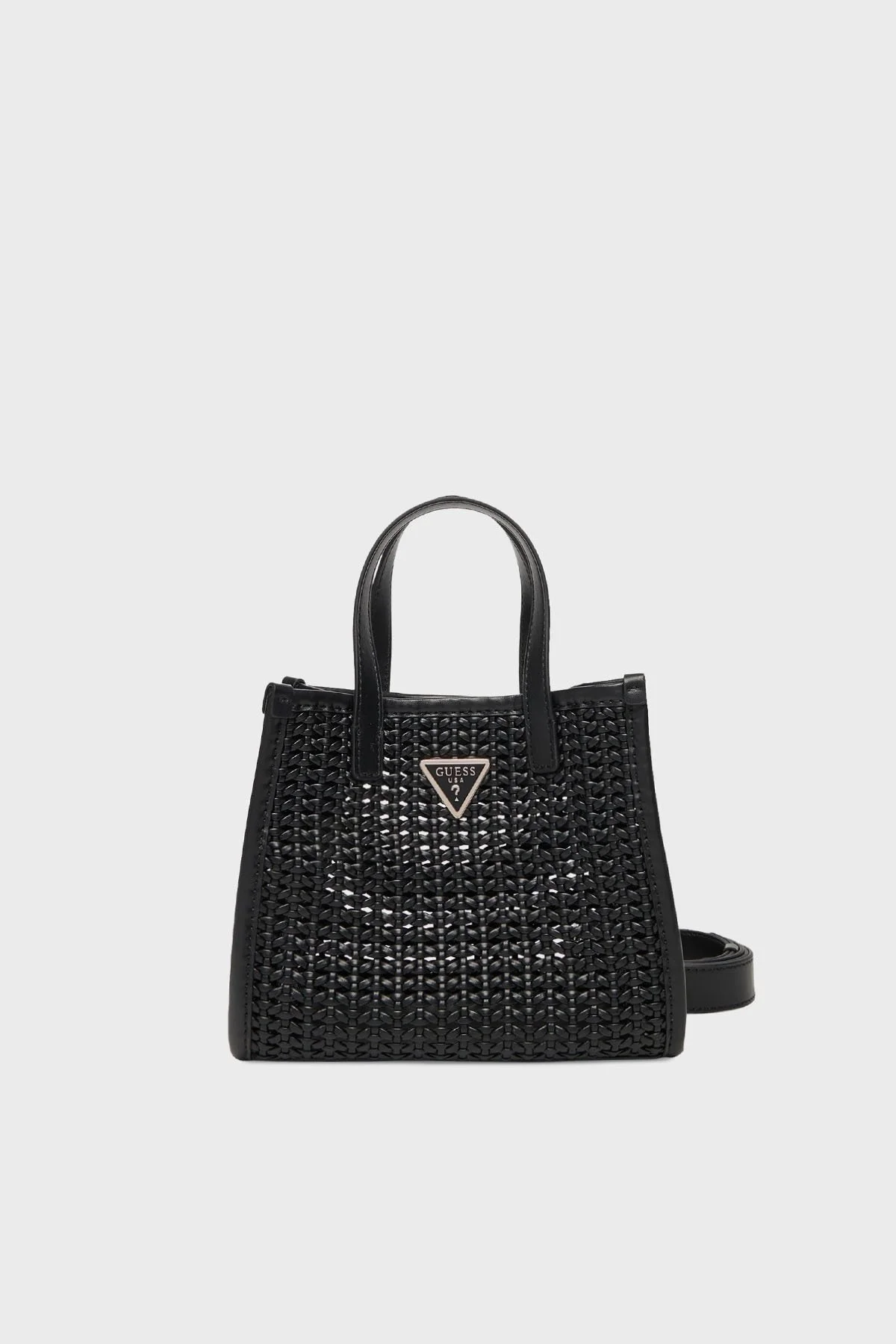 Guess Brigitta Hasır Görünümlü Çıkarılabilir Askılı Mini HWWZ7206770 Bayan Çanta HWWZ72 06770 BLA SİYAH - 5