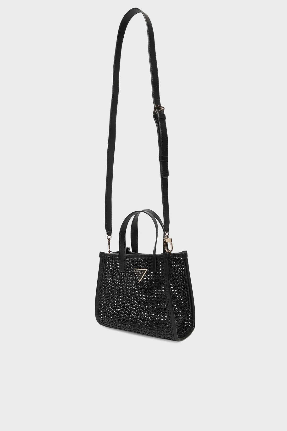 Guess Brigitta Hasır Görünümlü Çıkarılabilir Askılı Mini HWWZ7206770 Bayan Çanta HWWZ72 06770 BLA SİYAH - 6