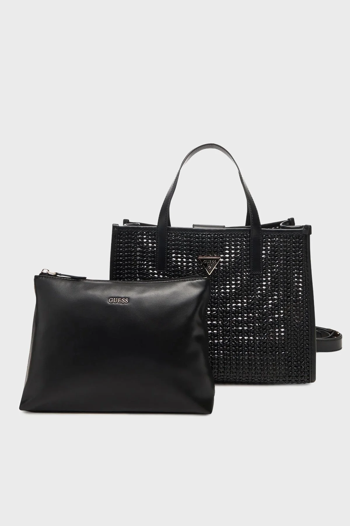 Guess Brigitta Logolu Çıkarılabilir Askılı Dokuma HWWZ7206230 Bayan Çanta HWWZ72 06230 BLA SİYAH - 1