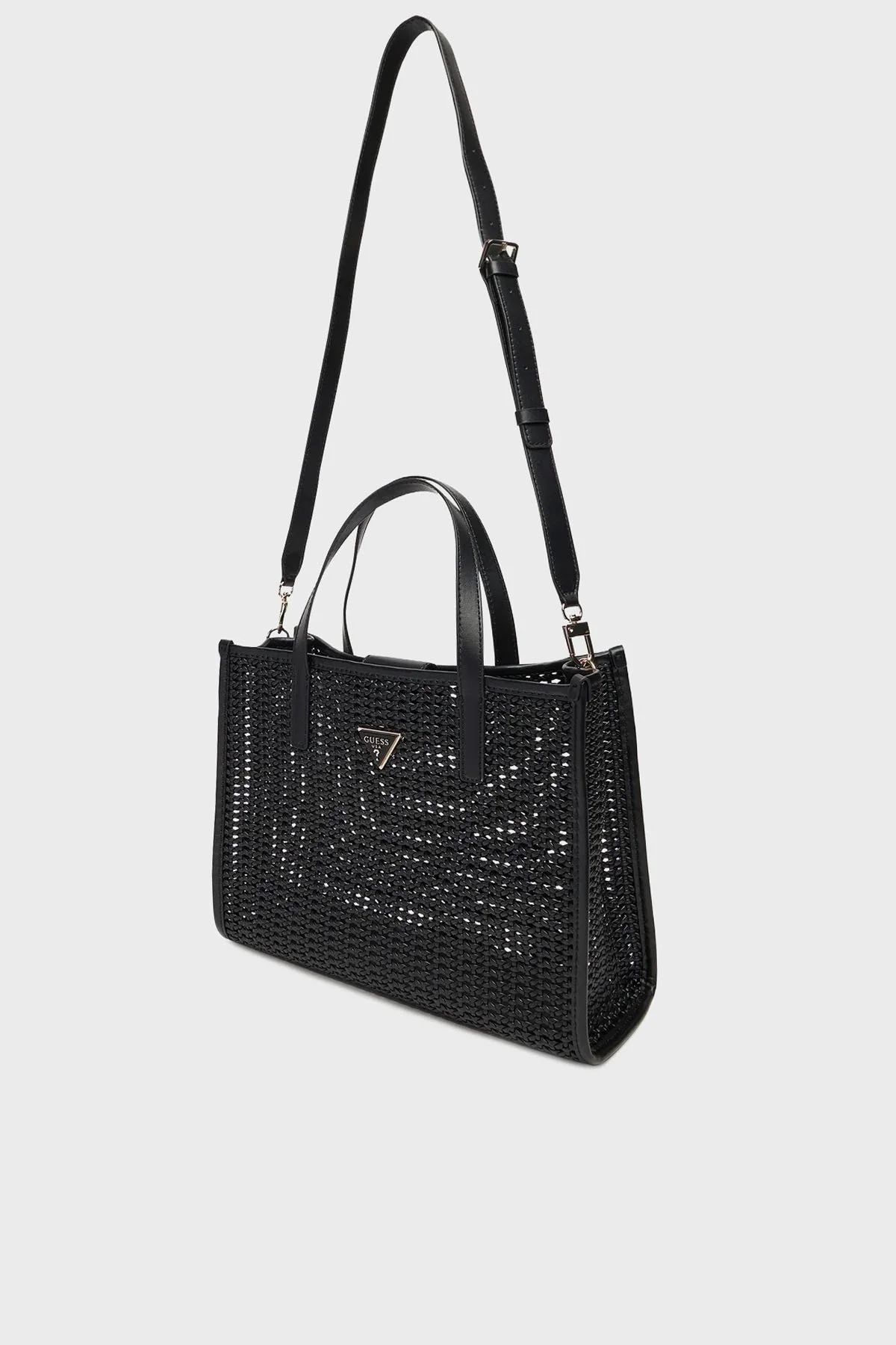 Guess Brigitta Logolu Çıkarılabilir Askılı Dokuma HWWZ7206230 Bayan Çanta HWWZ72 06230 BLA SİYAH - 4