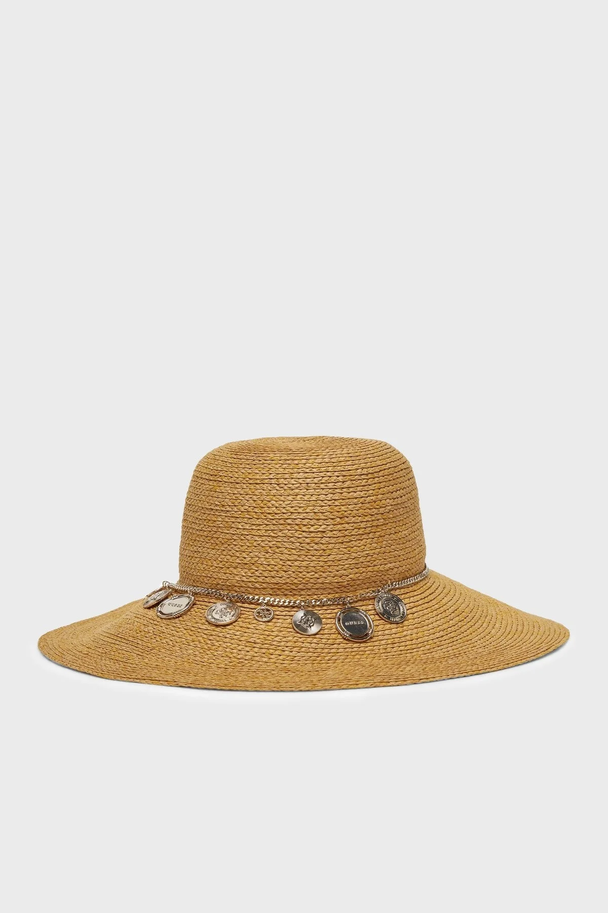 Guess Brim Metal Charmlı Hasır Bayan Şapka AW5290 NYL01 NAT AÇIK KAHVE - 4