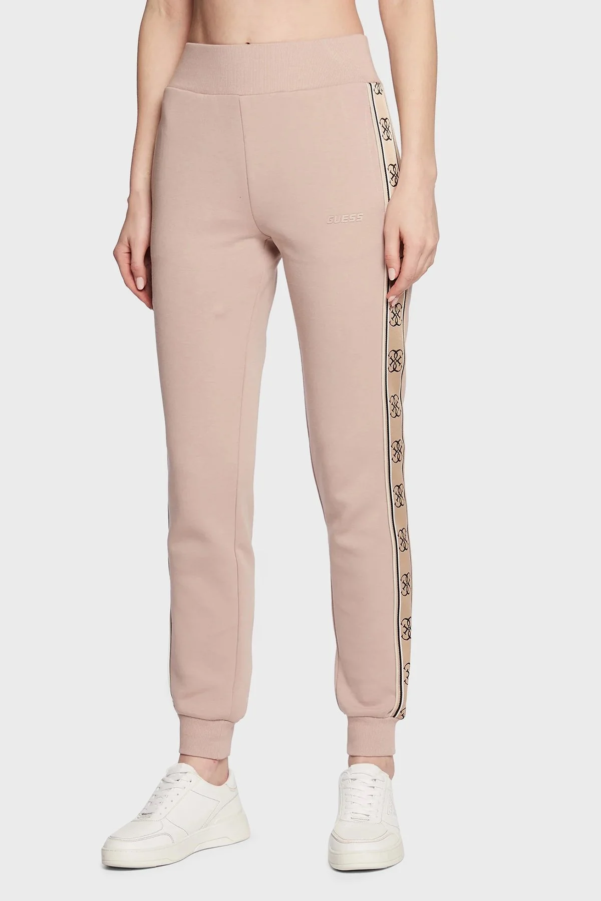 Guess Britney Logo Bantlı Regular Fit Pamuklu Jogger Bayan Pantolon V2YB15KA3P1 G4Q9 PUDRA - 2