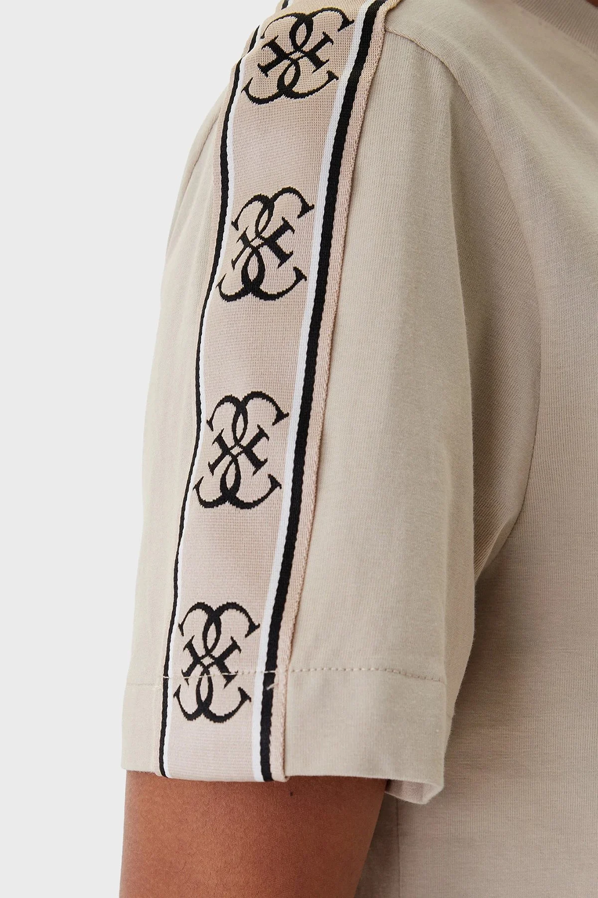 Guess Britney Pamuklu Boxy Fit Bisiklet Yaka V3RI08I3Z14 Bayan T Shirt V3RI08 I3Z14 G1CA BEJ - 5