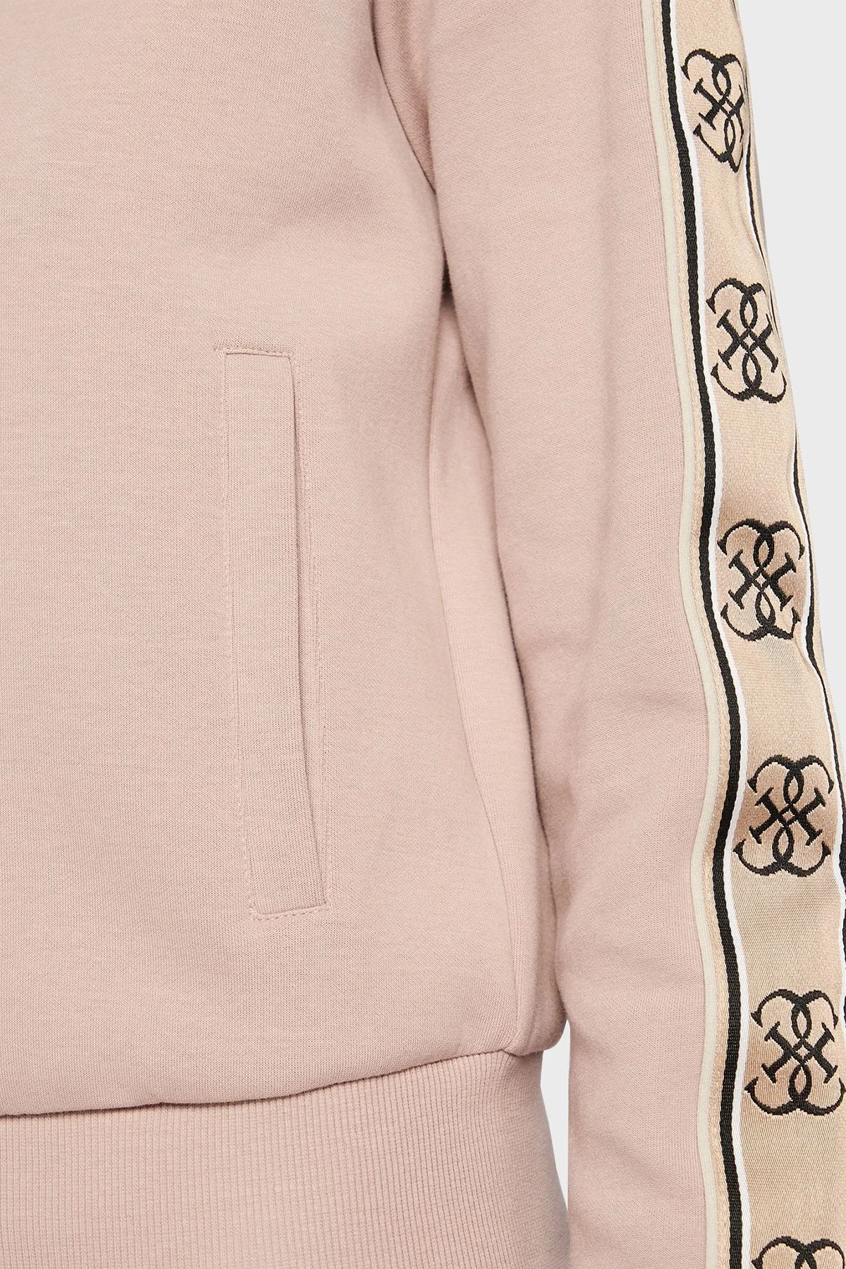 Guess Britney Pamuklu Fermuarlı Regular Fit Dik Yaka Bayan Sweat V2YQ16KA3P1 G4Q9 PUDRA - 4