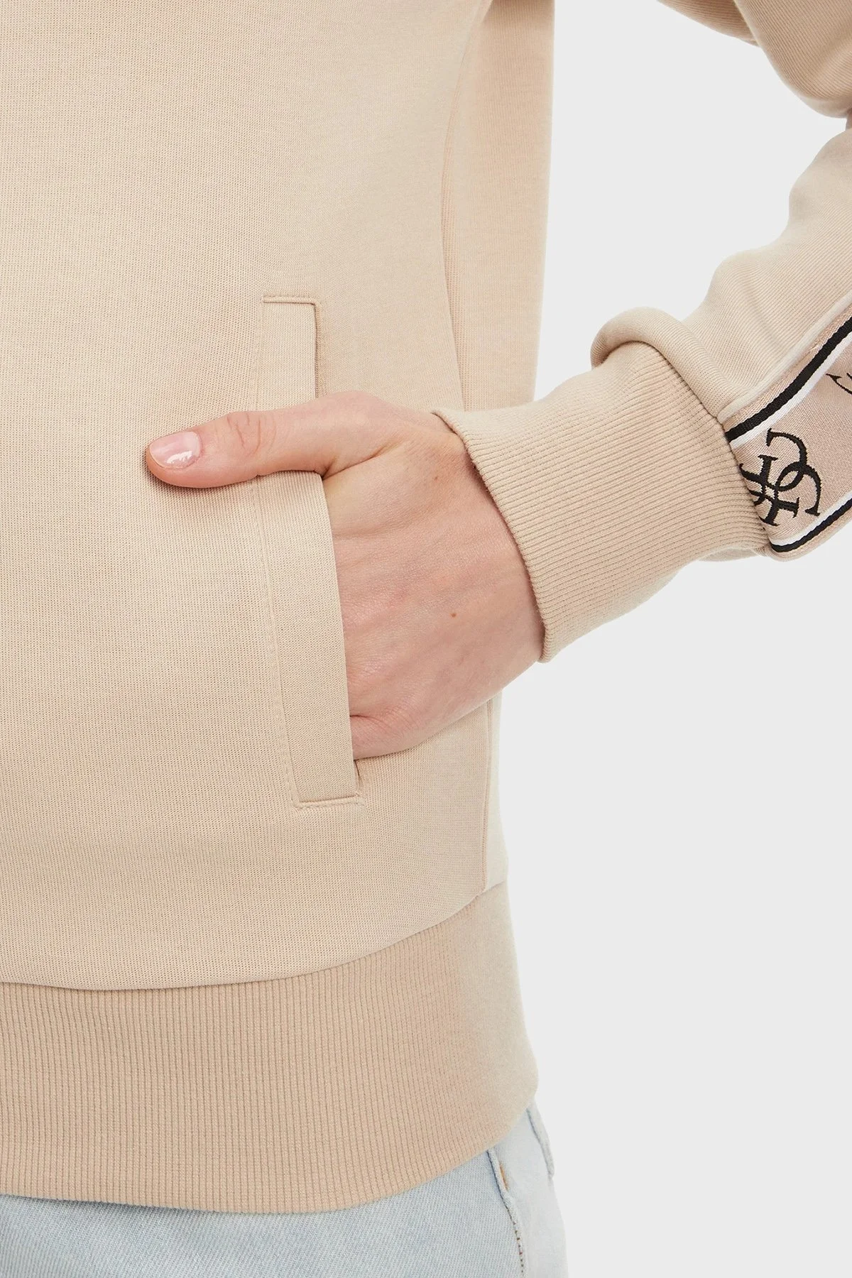 Guess Britney Pamuklu Logolu Regular Fit Dik Yaka V2YQ16KB3P2 Bayan Sweat V2YQ16 KB3P2 A90F BEJ - 5