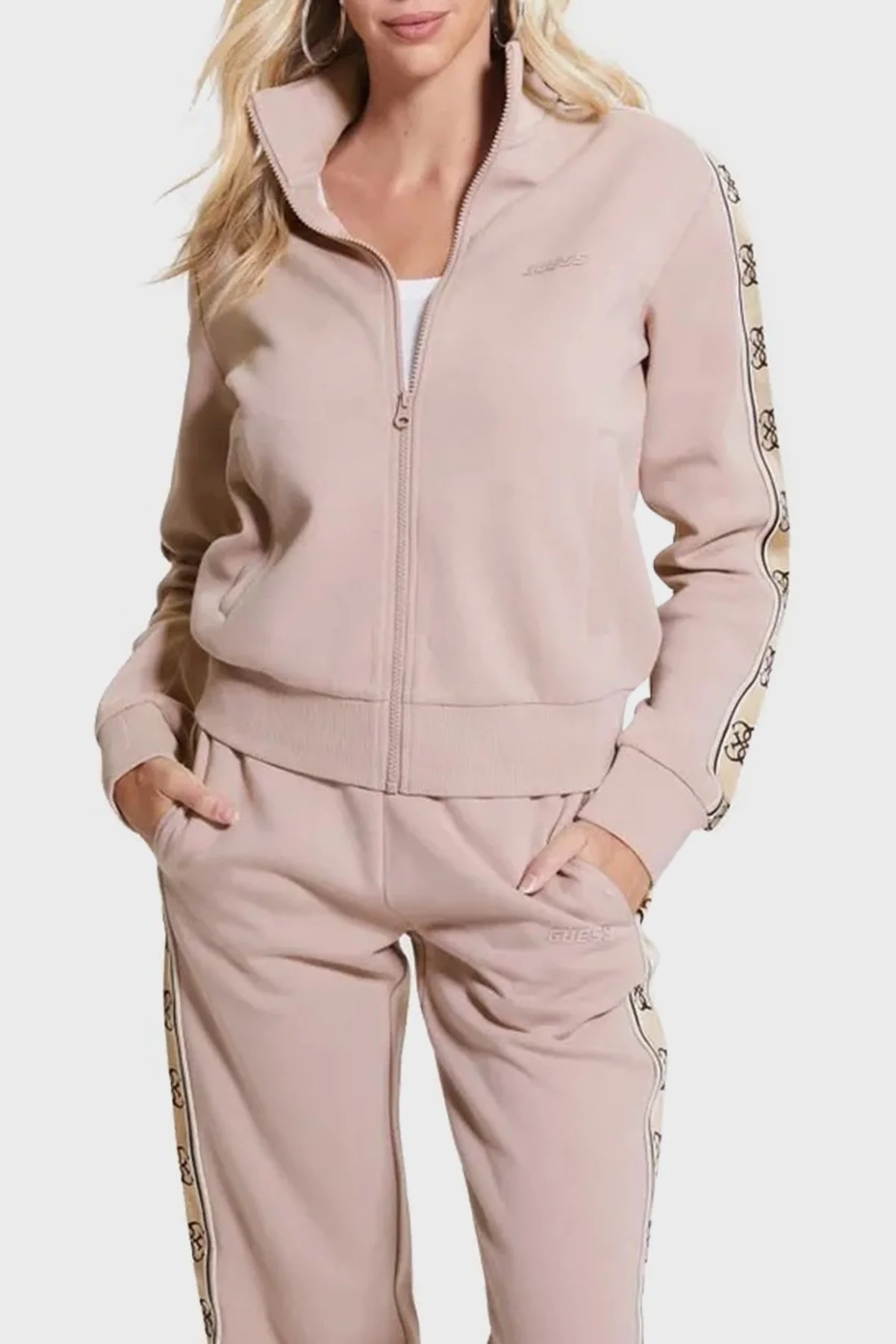 Guess Britney Pamuklu Regular Fit Fermuarlı Dik Yaka V2YQ16KB3P2 Bayan Sweat V2YQ16KB3P2 G4Q9 VİZON - 5