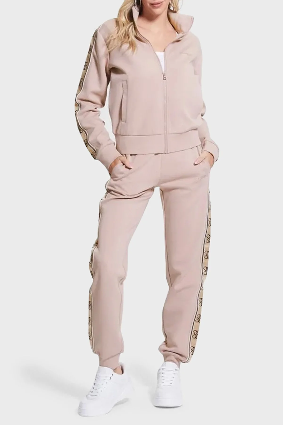 Guess Britney Pamuklu Regular Fit Fermuarlı Dik Yaka V2YQ16KB3P2 Bayan Sweat V2YQ16KB3P2 G4Q9 VİZON - 6