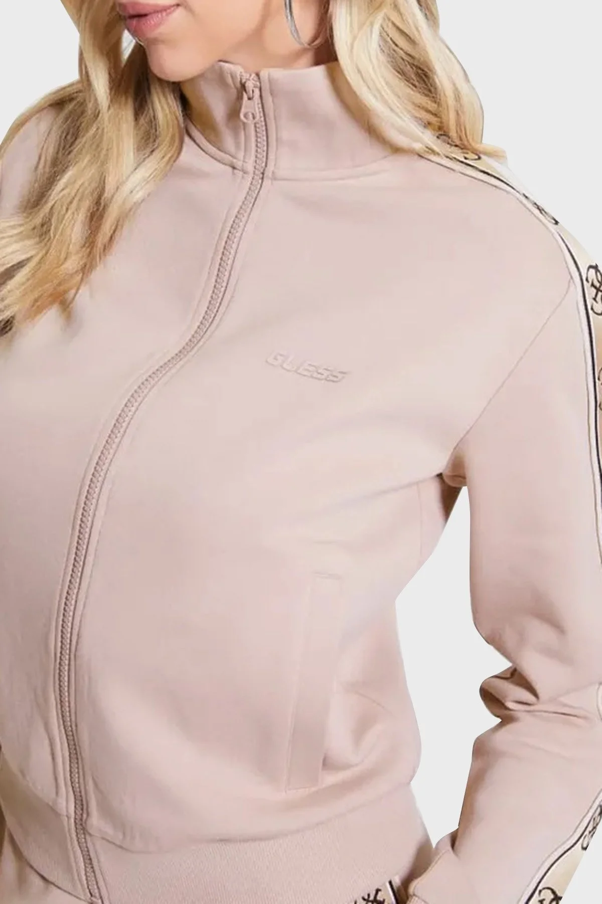 Guess Britney Pamuklu Regular Fit Fermuarlı Dik Yaka V2YQ16KB3P2 Bayan Sweat V2YQ16KB3P2 G4Q9 VİZON - 8