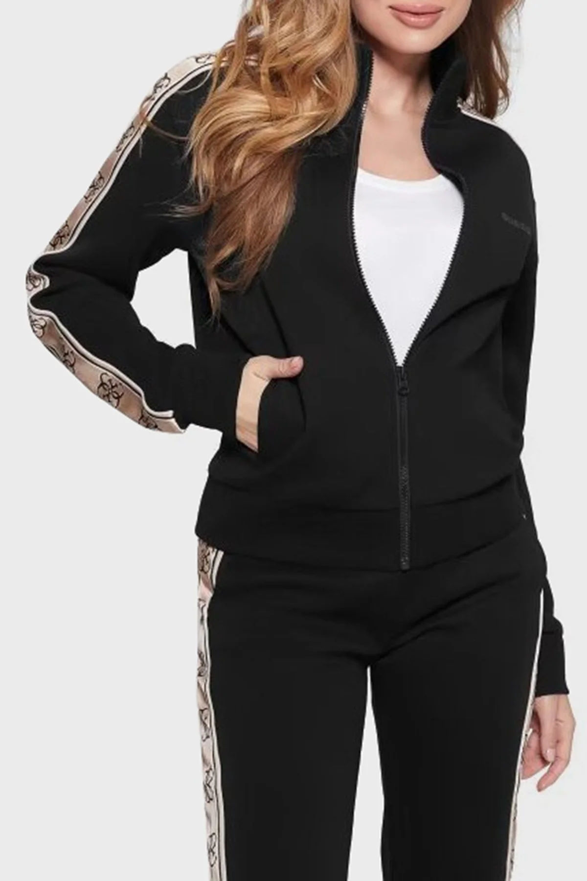 Guess Britney Pamuklu Regular Fit Fermuarlı Dik Yaka V2YQ16KB3P2 Bayan Sweat V2YQ16KB3P2 JBLK SİYAH - 5