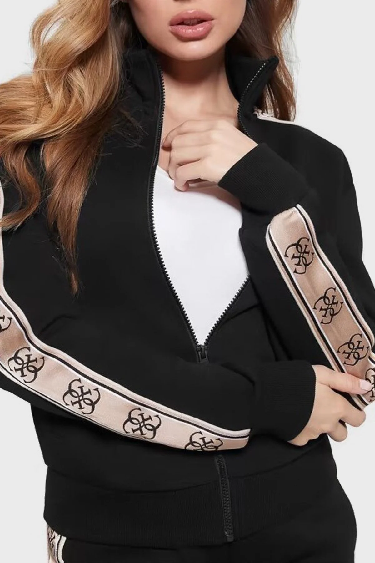 Guess Britney Pamuklu Regular Fit Fermuarlı Dik Yaka V2YQ16KB3P2 Bayan Sweat V2YQ16KB3P2 JBLK SİYAH - 8