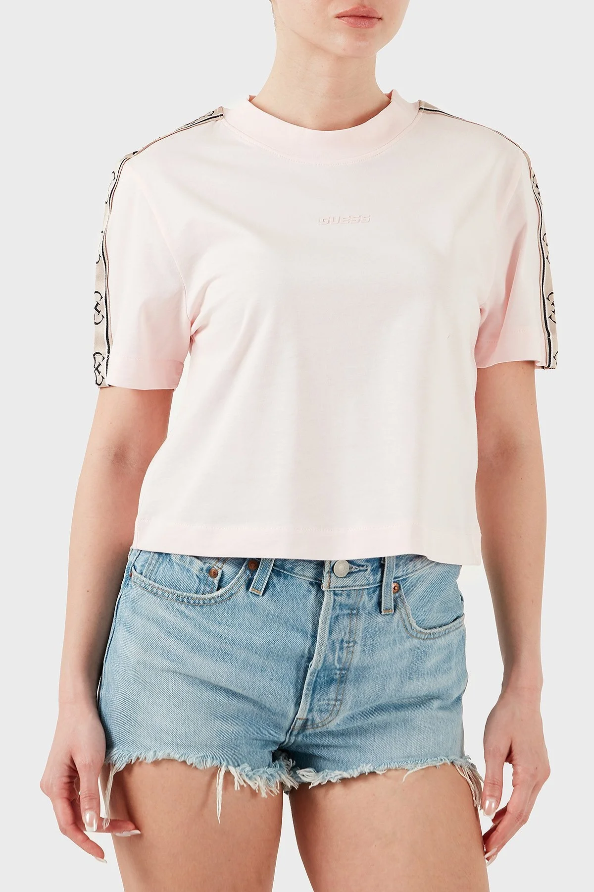 Guess Britney Pamuklu Relaxed Fit Bisiklet Yaka V3RI08I3Z14 Bayan T Shirt V3RI08 I3Z14 G644 PUDRA - 6