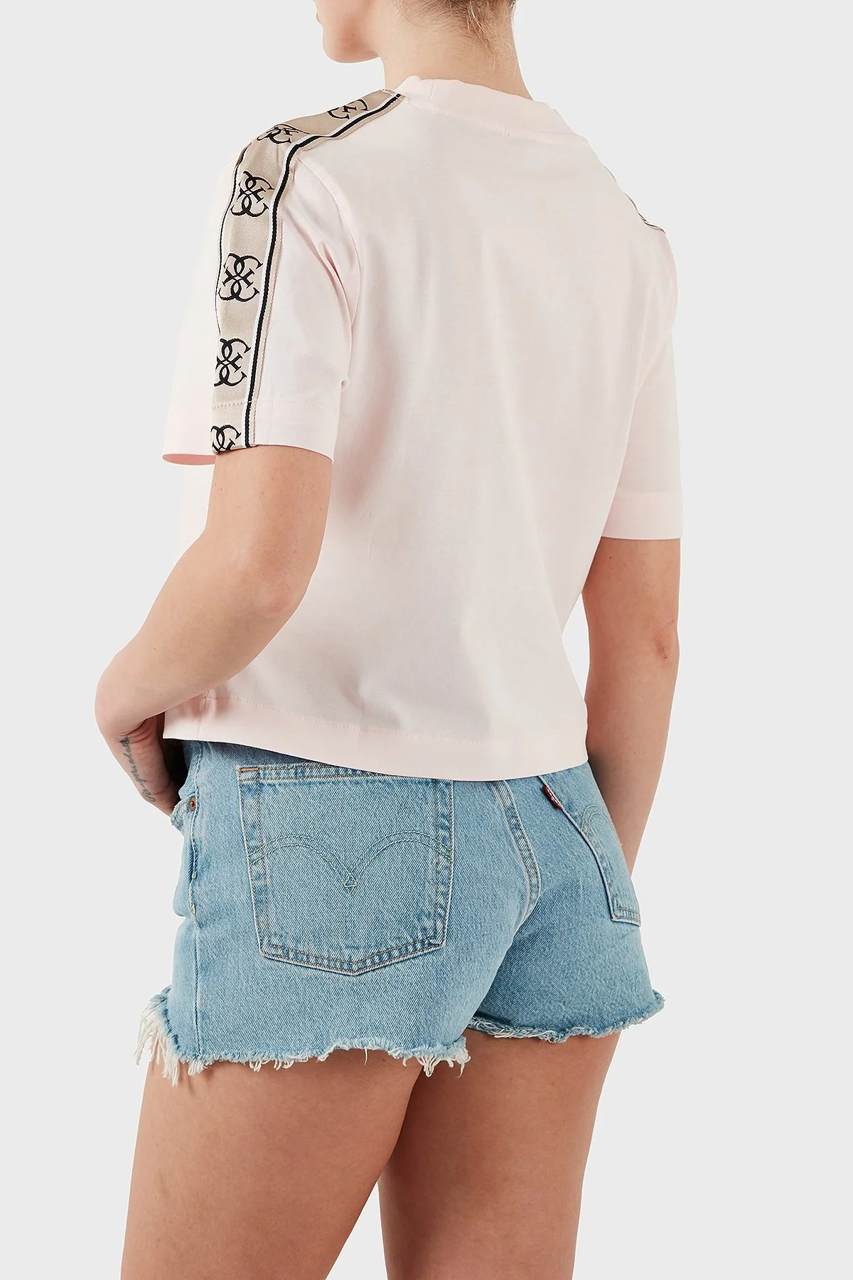 Guess Britney Pamuklu Relaxed Fit Bisiklet Yaka V3RI08I3Z14 Bayan T Shirt V3RI08 I3Z14 G644 PUDRA - 8