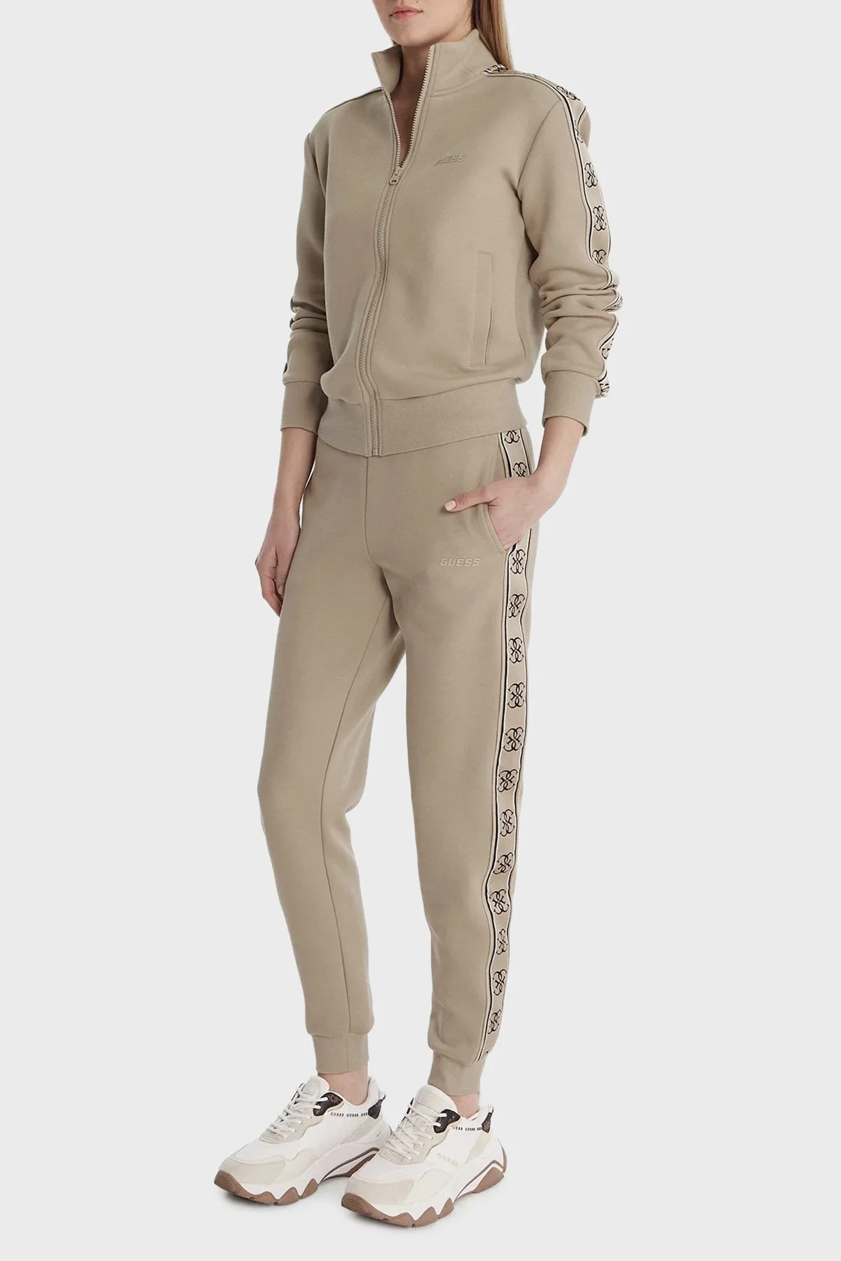 Guess Britney Slim Fit Logolu Normal Bel V2YB15KB3P2 Bayan Pantolon V2YB15 KB3P2 G1CA BEJ - 2