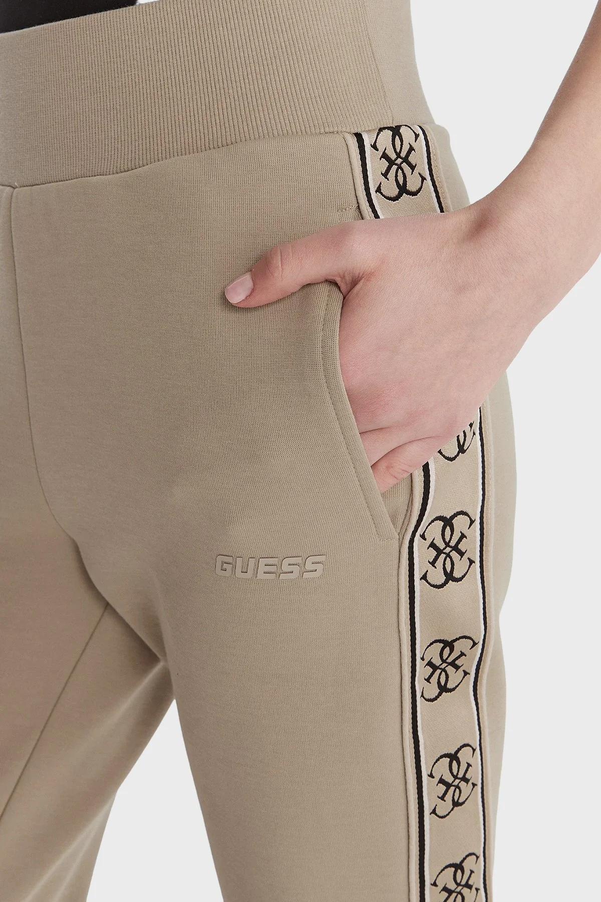 Guess Britney Slim Fit Logolu Normal Bel V2YB15KB3P2 Bayan Pantolon V2YB15 KB3P2 G1CA BEJ - 4