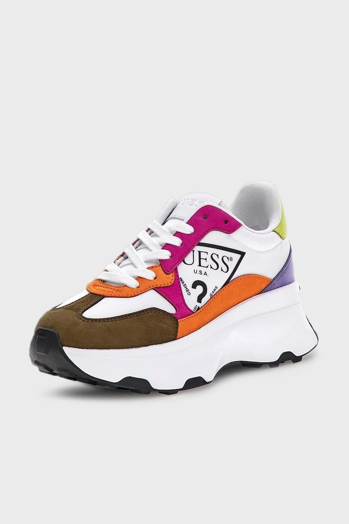 Guess Calebb4 Kalın Tabanlı Sneaker Bayan Ayakkabı FL7C4BFAP12 MULTI Beyaz-Multi - 2