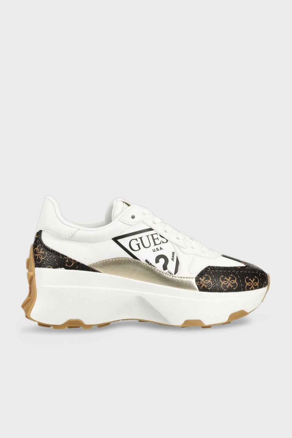 Guess Calebb5 Kalın Tabanlı Sneaker Bayan Ayakkabı FL7C5B FAL12 WHIBR BEYAZ-KAHVE - 1