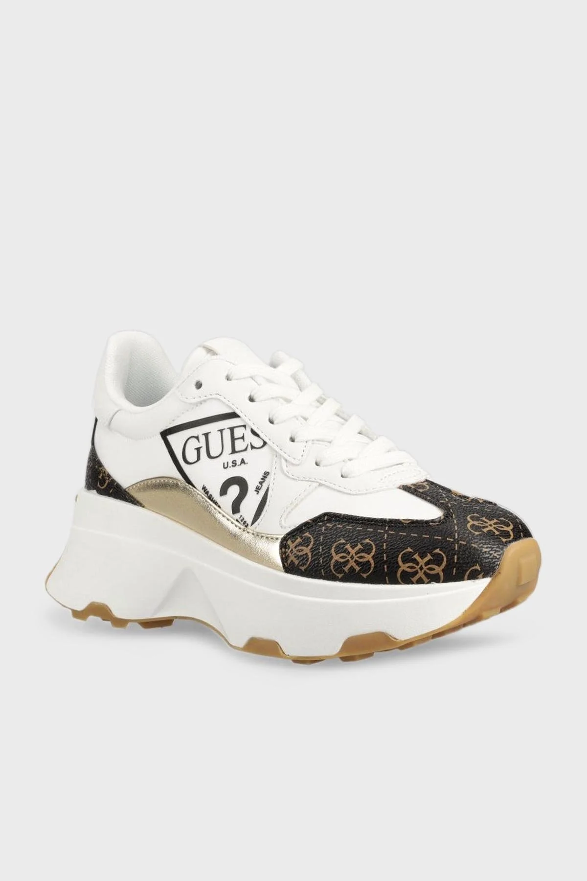 Guess Calebb5 Kalın Tabanlı Sneaker Bayan Ayakkabı FL7C5B FAL12 WHIBR BEYAZ-KAHVE - 2