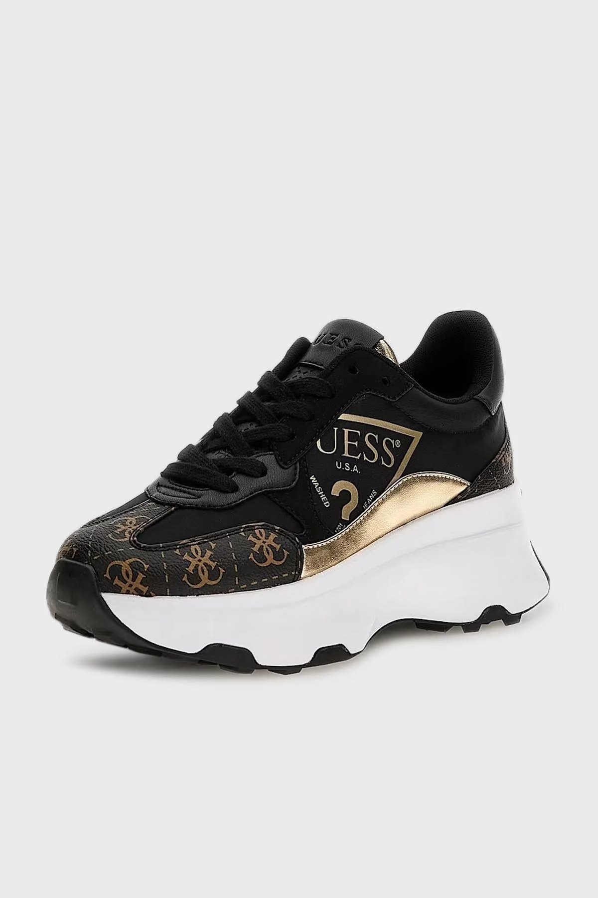 Guess Calebb5 Kalın Tabanlı Sneaker Bayan Ayakkabı FL7C5B FAL12 BLKBR KAHVE-SİYAH - 4