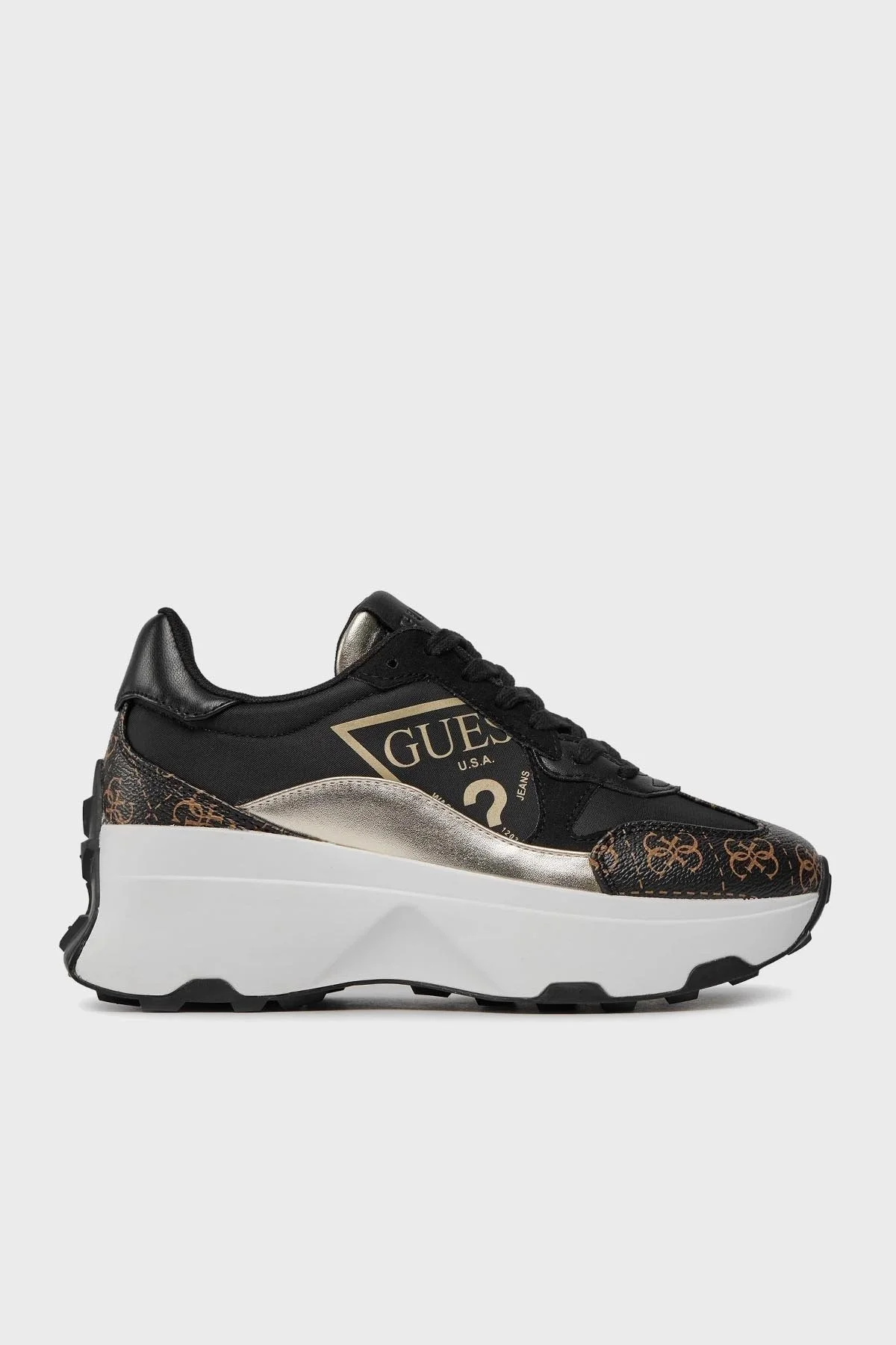 Guess Calebb5 Logolu Kalın Tabanlı Sneaker FLPCB5 FAL12 Bayan Ayakkabı FLPCB5FAL12 BLKBR SİYAH-GOLD - 1