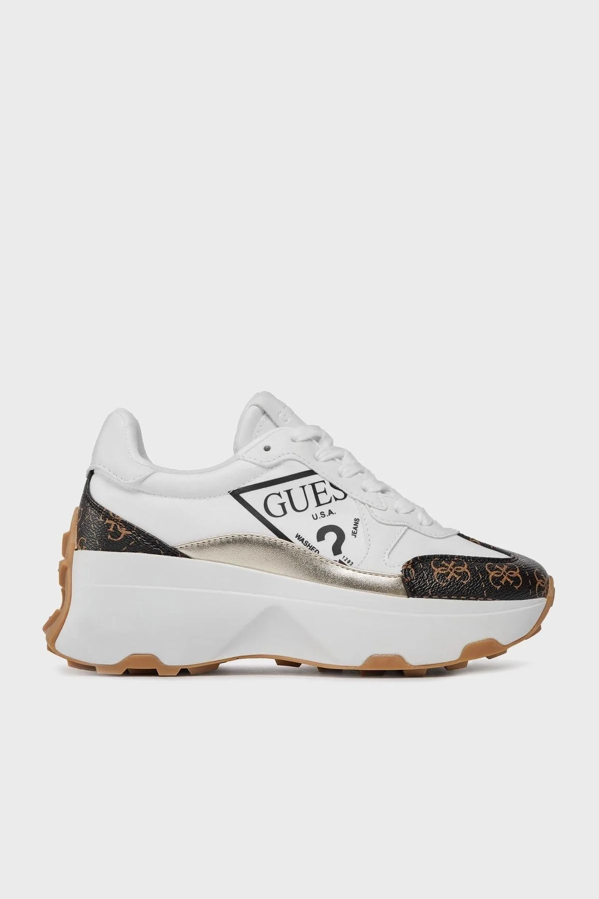 Guess Calebb5 Logolu Kalın Tabanlı Sneaker FLPCB5 FAL12 Bayan Ayakkabı FLPCB5FAL12 WHIBR BEYAZ-KAHVE - 1