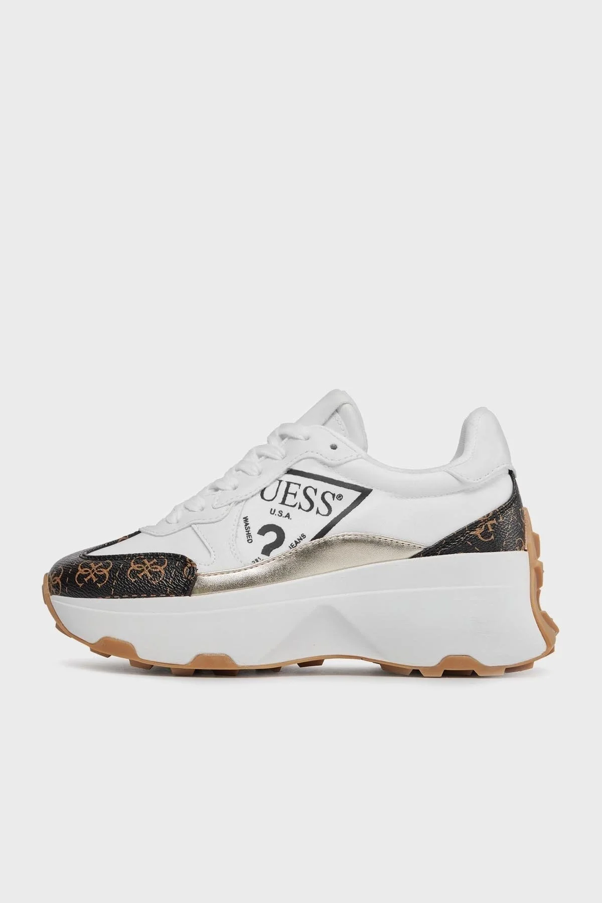 Guess Calebb5 Logolu Kalın Tabanlı Sneaker FLPCB5 FAL12 Bayan Ayakkabı FLPCB5FAL12 WHIBR BEYAZ-KAHVE - 2